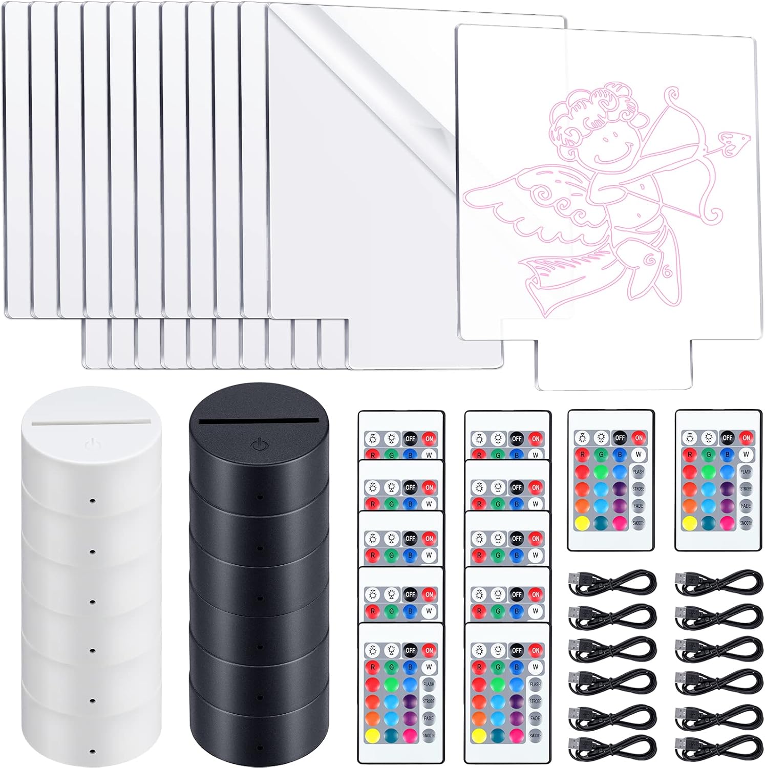 Riakrum 12 Pieces LED Light Display Base with Clear Acrylic Square