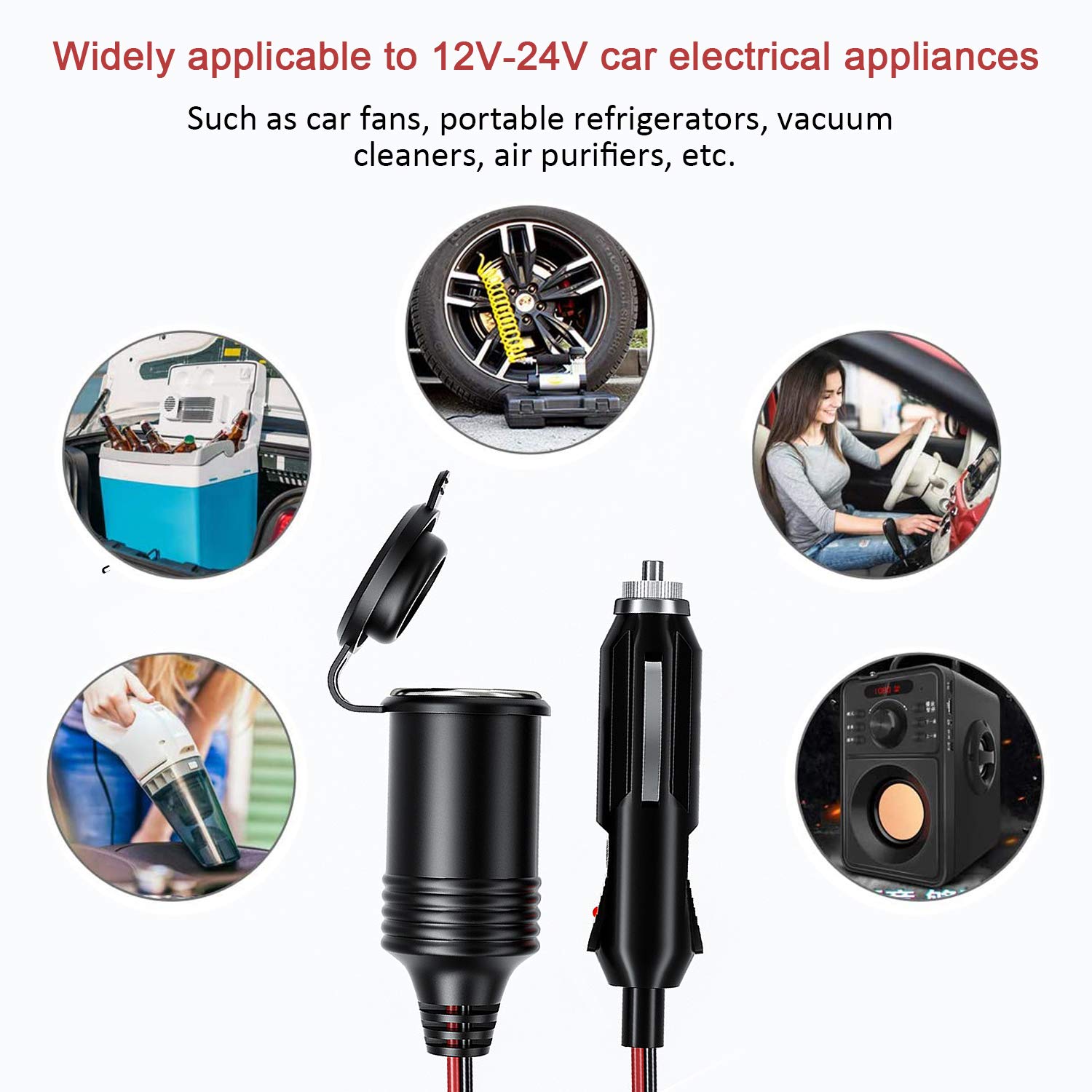 Cavo Di Prolunga Per Accendisigari Auto 4m - 12V/24V, 17 AWG, Con Fusibile 15A, Spina LED E Copertura Impermeabile - 2