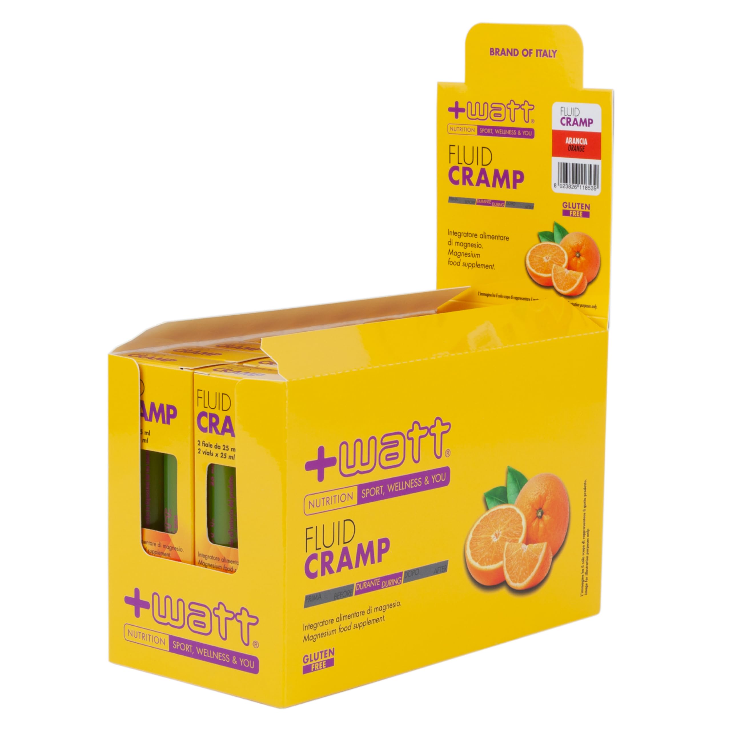 Fluid Cramp - Integratore alimentare in forma liquida a base di magnesio, sodio e glicerolo a contrasto di spasmi muscolari e crampi - Box da 16 astucci da 2 fiale da 25 ml