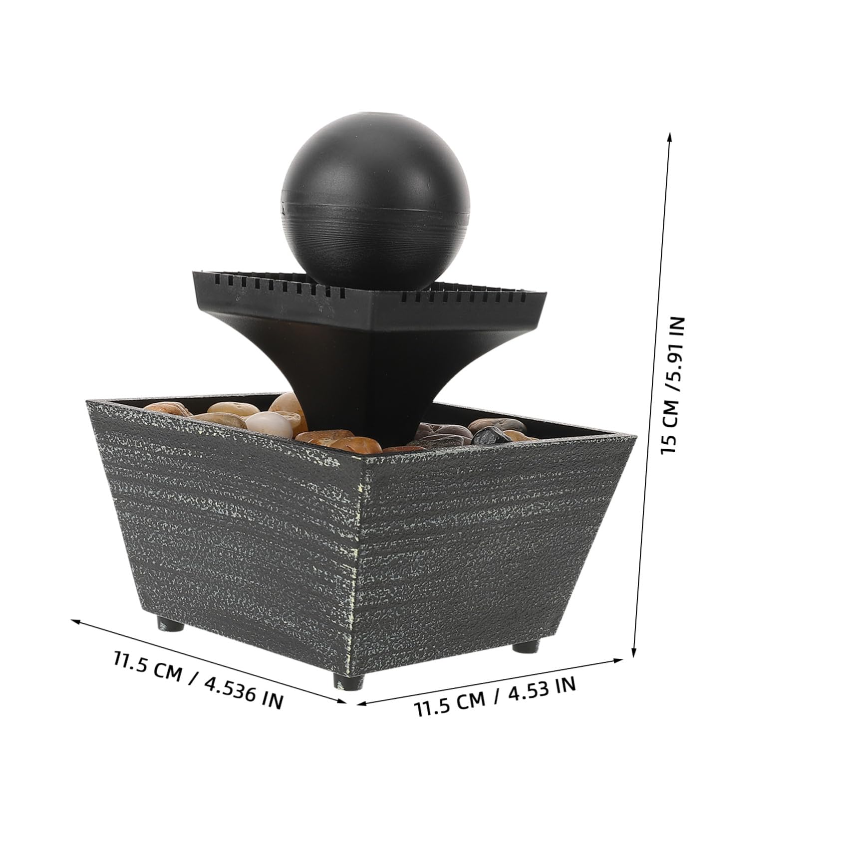 Fuente Decorativa de Agua de Mesa en Resina Negra Estilo Chino Pack de 2 Piezas Pequeña Fuente Zen para Decoración de Oficina y Hogar