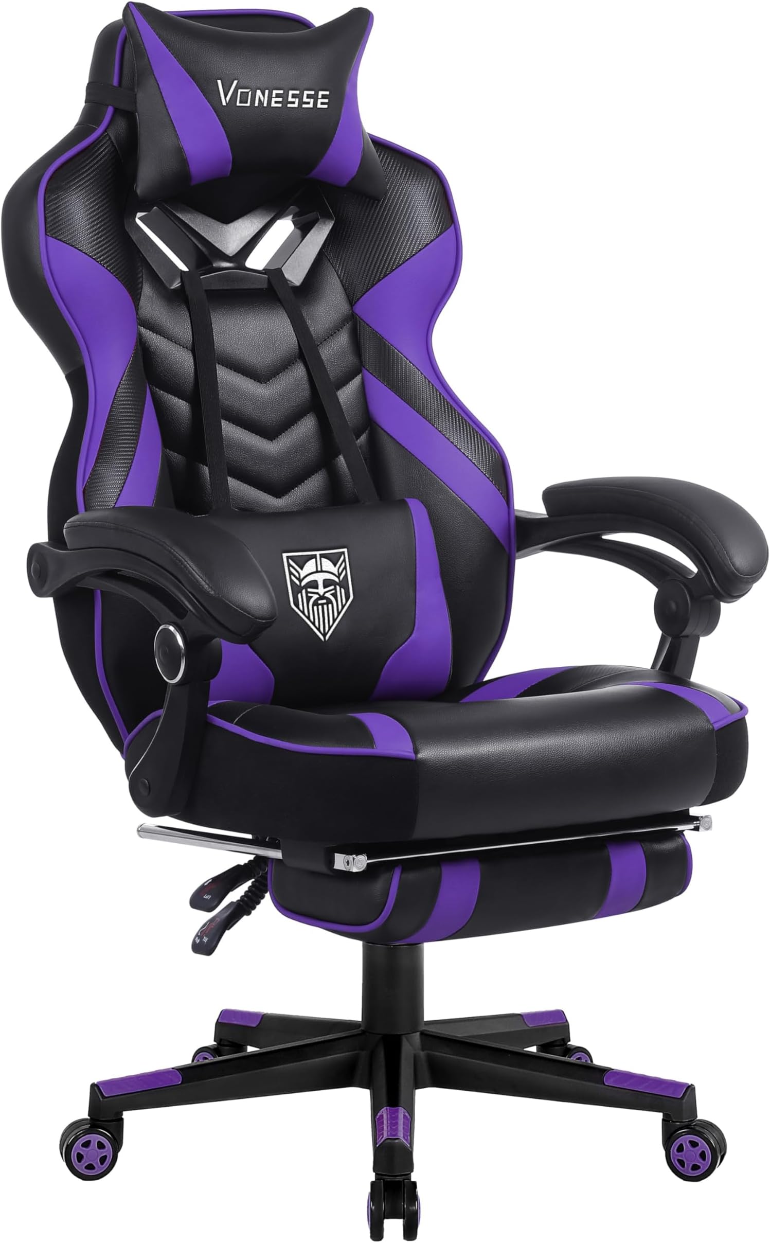 Vonesse Purple Gaming Chair for Adults,Computer Chair with High Back,Big and Tall Gaming Chairs with Footrest and Massage,Reclining Gamer Chair(Purple/Black)