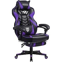 Vonesse Gaming Chair, Big and Tall Gaming Chair with Footrest and Massage, Gaming Chairs for Adults with Lumbar Support, Ergonomic High Back Computer Chair with Pocket Spring Cushion (Purple/Black)