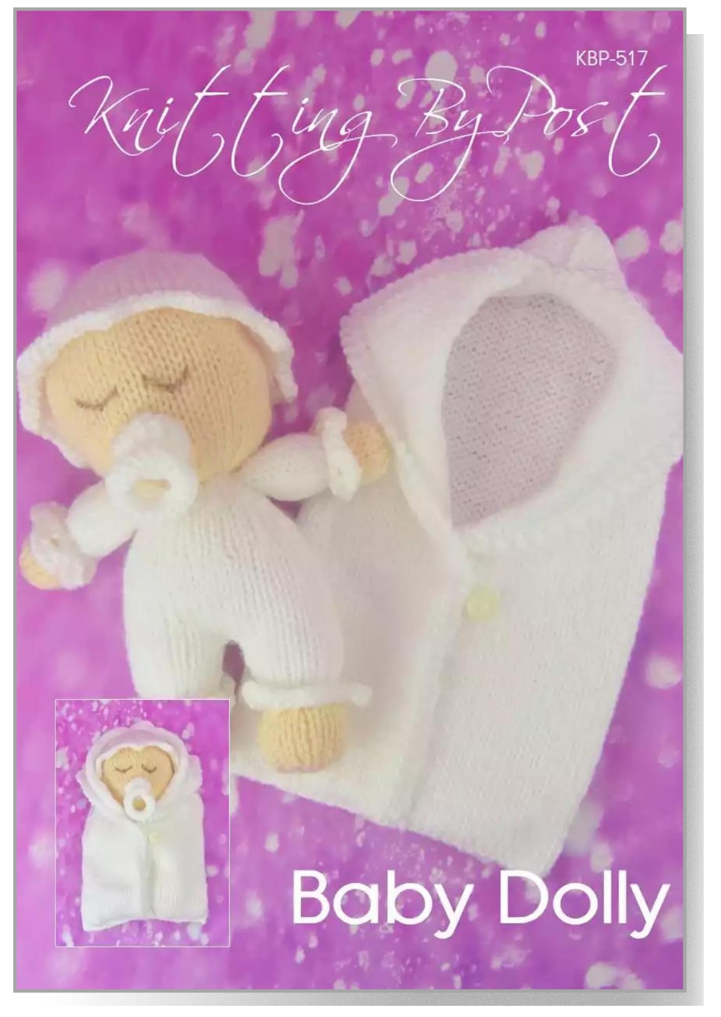 Knitting Pattern Leaflet for Baby Dolly from Knitting by Post Doll Soft Toy A5 Leaflet, Cream, White, Small