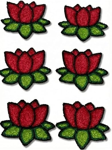 GURUKRUPA SHOPPY Lotus Rangoli Floor mat Set of 4 Reusable Festive Decoration for Diwali puja Home Entrance Anti Slip Soft...
