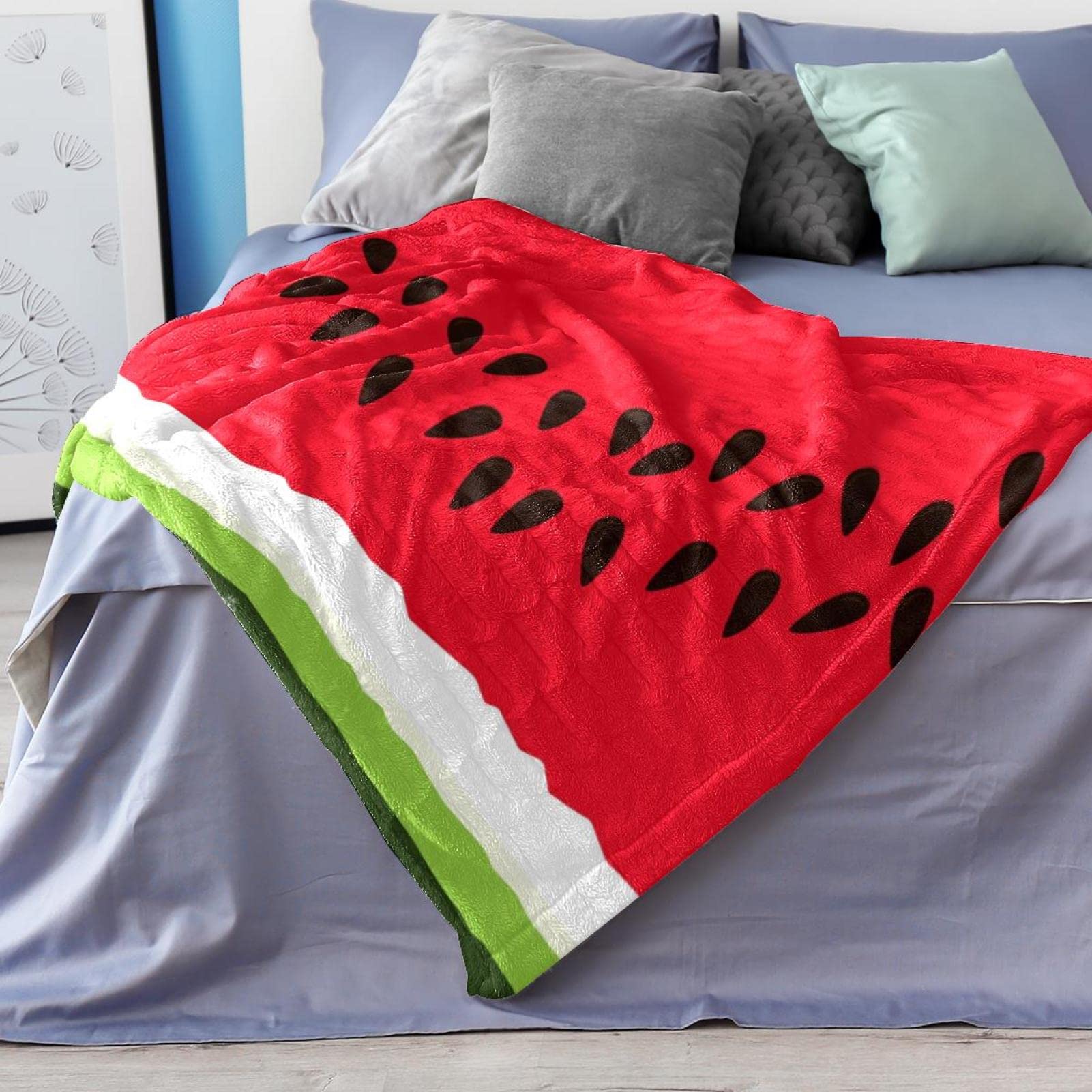Coperta in pile per divano, divano o letto, con anguria tropicale (4)
