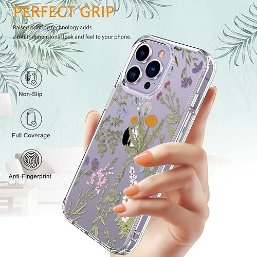 Miniatura 5 de LUHOURI Funda para iPhone 15 Pro con protector de pantalla - acrílico transparente - Diseño de patrón de moda - Carga inalámbrica - Funda protectora
