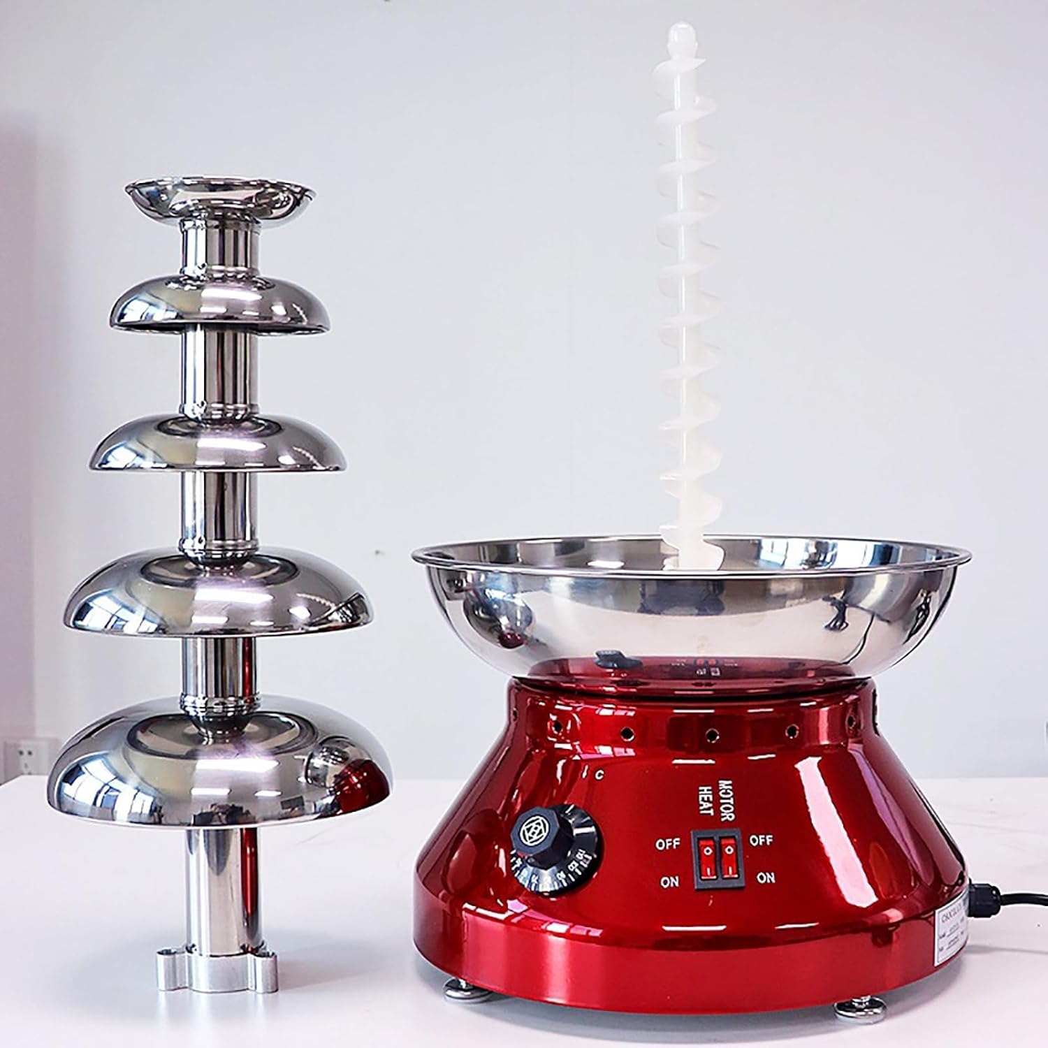 3L Commercial Chocolate Fountain Safe Easy to Clean Durable Detachable Tower Design Commercial Chocolate Fondue Fountain Machine 5-Tier Chocolate Fountain