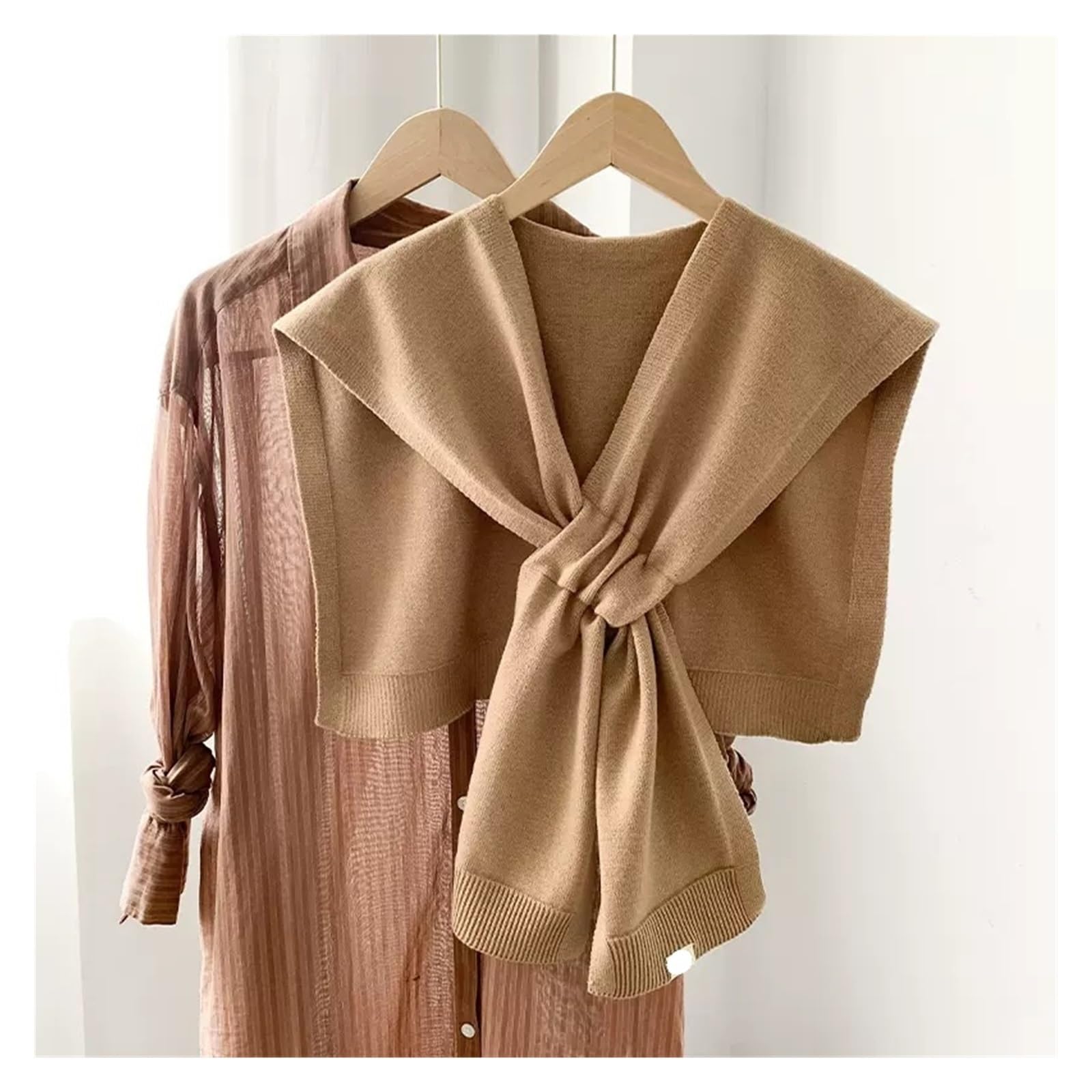 Zhouxyfdc Women's Camel Knitted Ponchos Knitted Ponchos Shawl Cape Poncho Wraps And Shawls(Camel)
