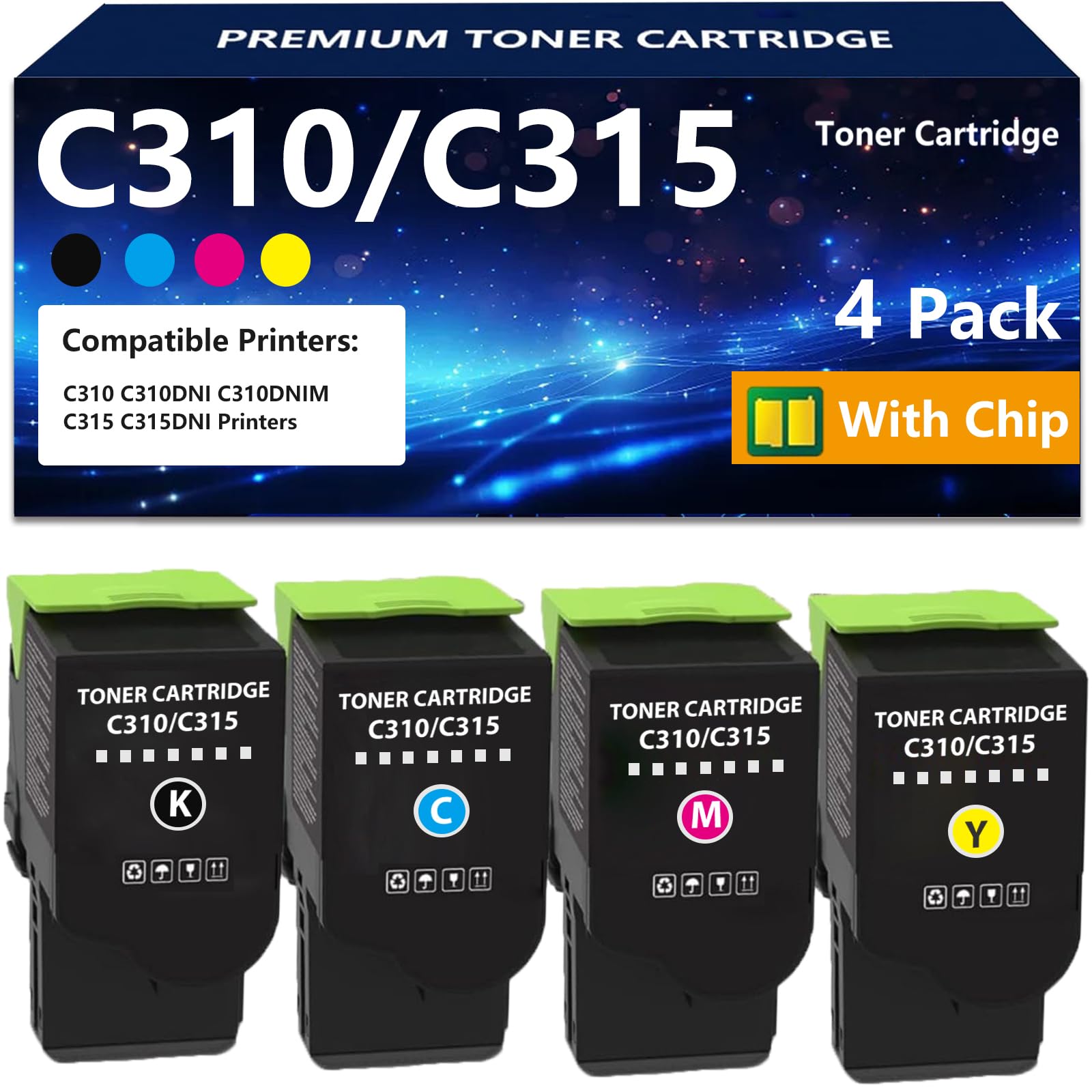 APRONE C310/C315 Toner Cartridge Compatible for C310 C315 006R04356 006R04357 006R04358 006R04359 for C310 C315 C310DNI C315DNI Printer (Black/Cyan