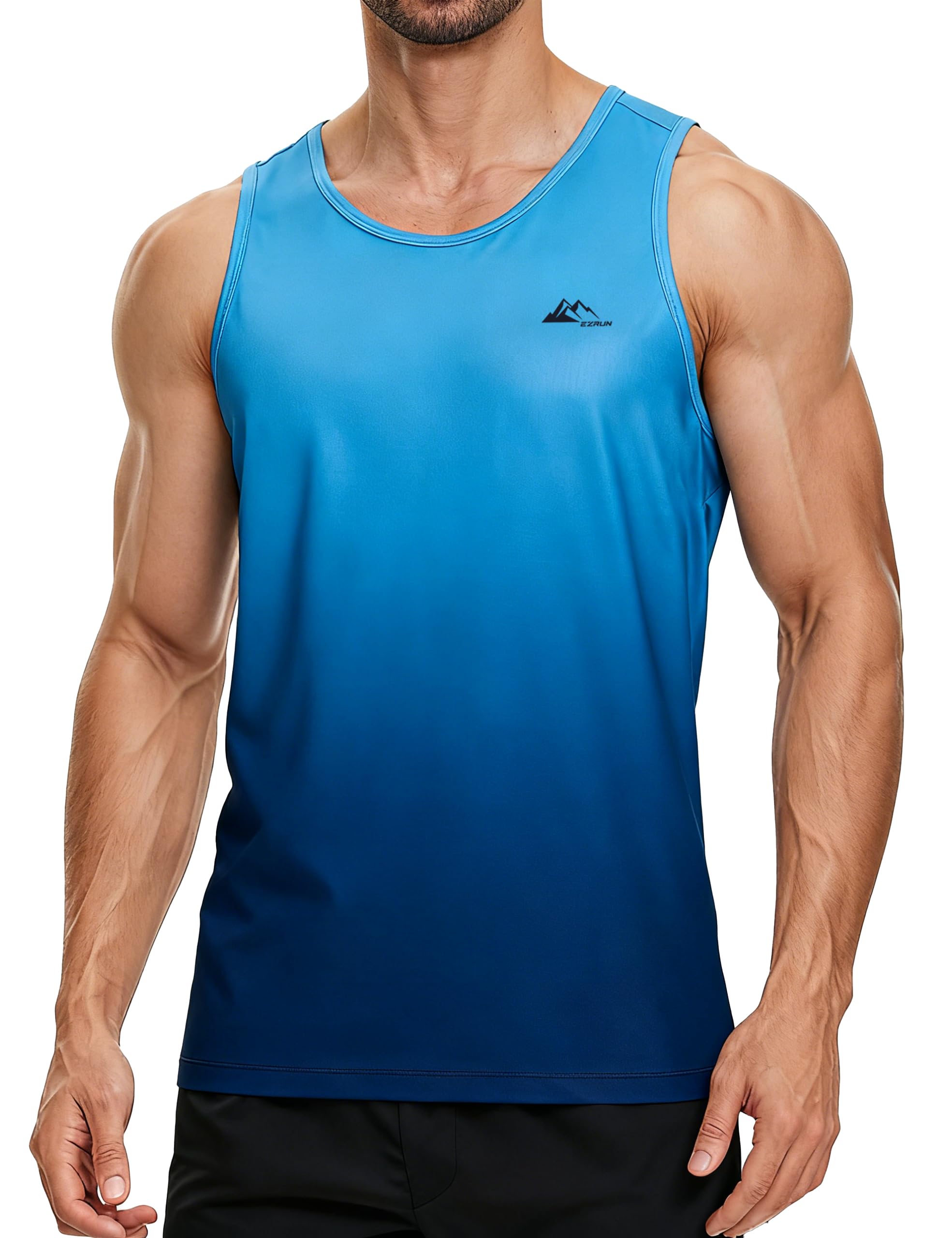 EZRUN Mens Quick Dry Tank Top UPF 50 Summer Workout Muscle Sleeveless Shirts for Swim Beach Gym Bodybuilding