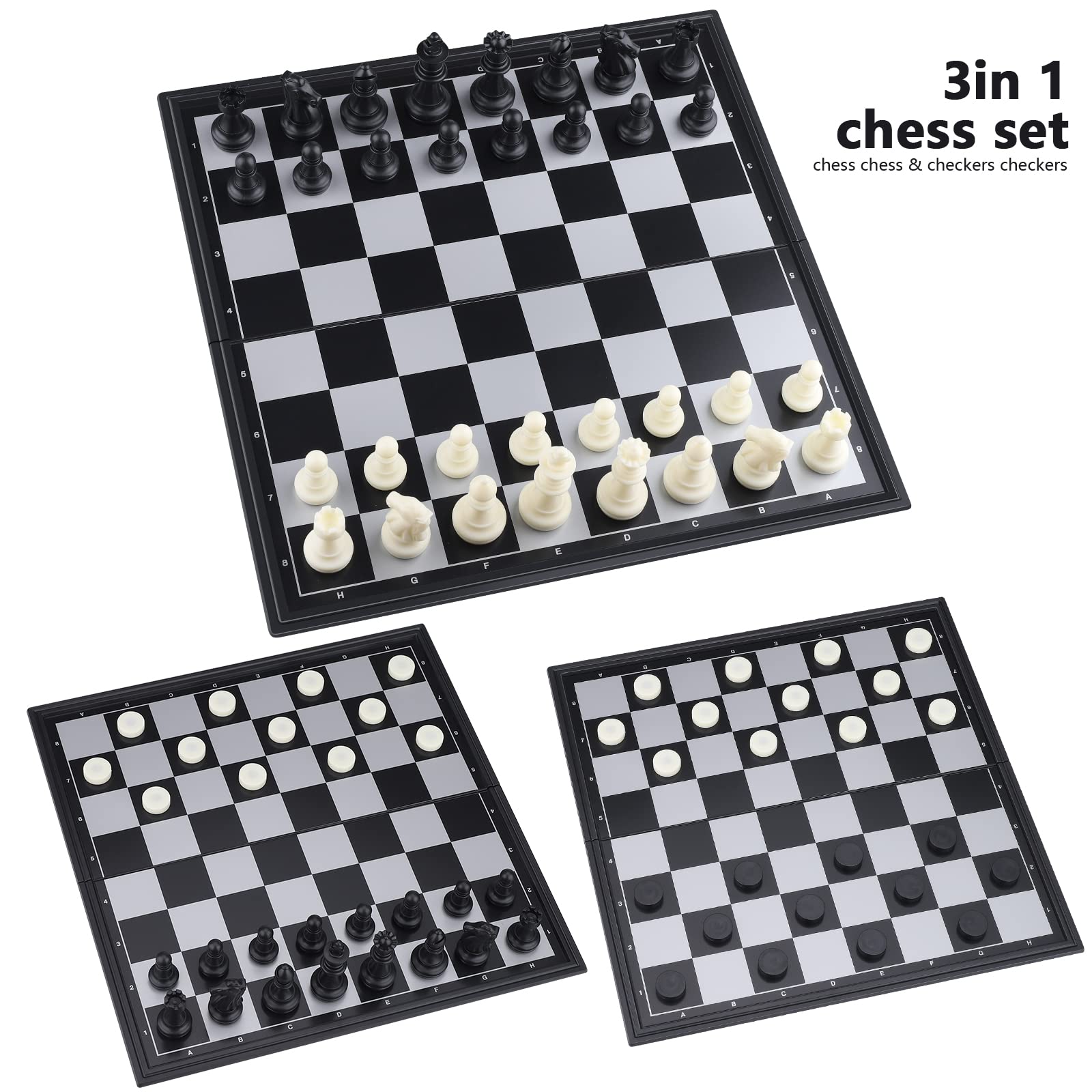 Zestaw szachów 3 w 1, backgammon, magnetyczna, przenośna, zestaw do zabawy, tradycyjna gra strategiczna dla dzieci/dorosłych (25 x 25 cm)