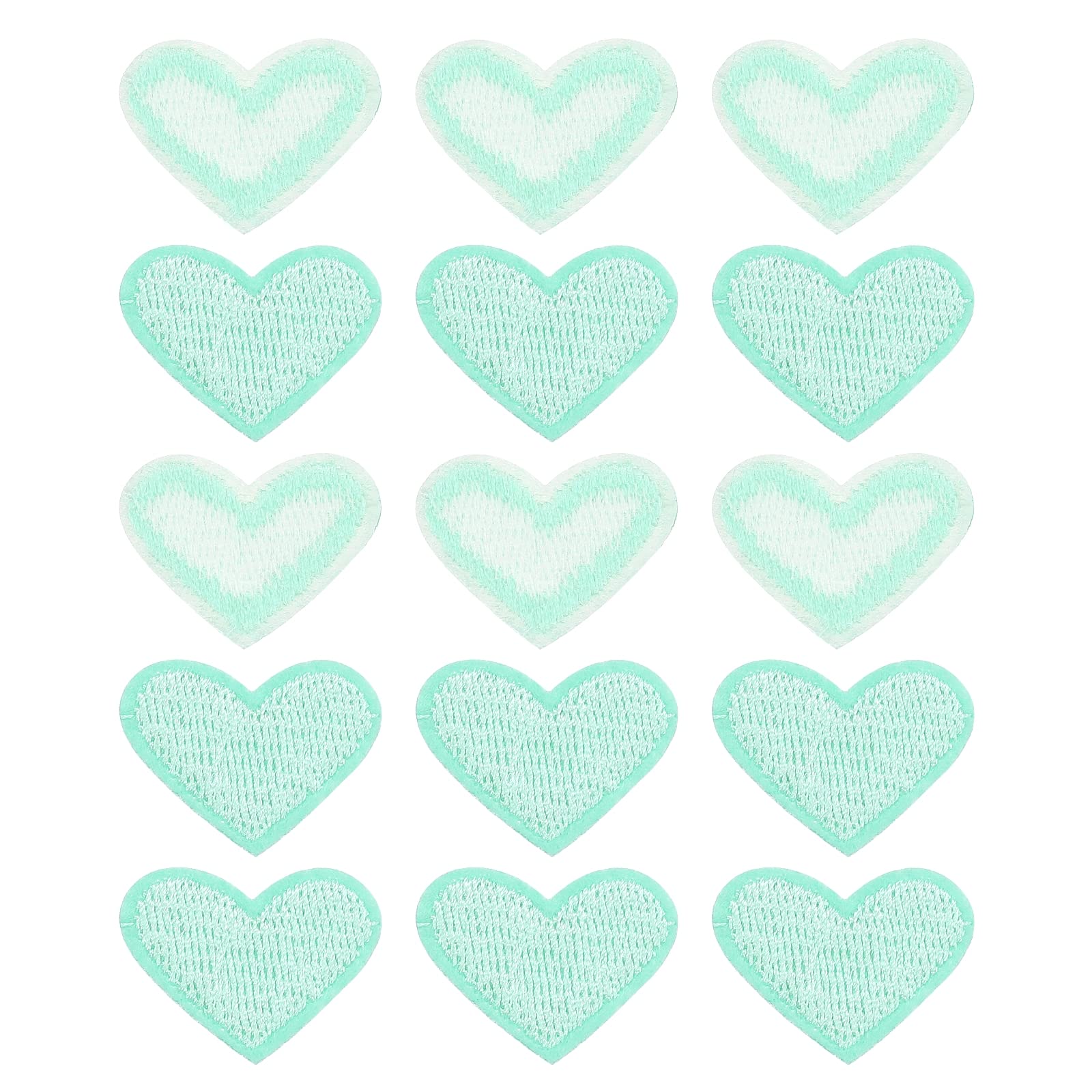 sourcing map Heart Shaped Iron on Patches Light Blue Embroidered Sew on Love Applique Patches for Clothing Jackets Backpack Shoes Repairing Decorations Pack of 15