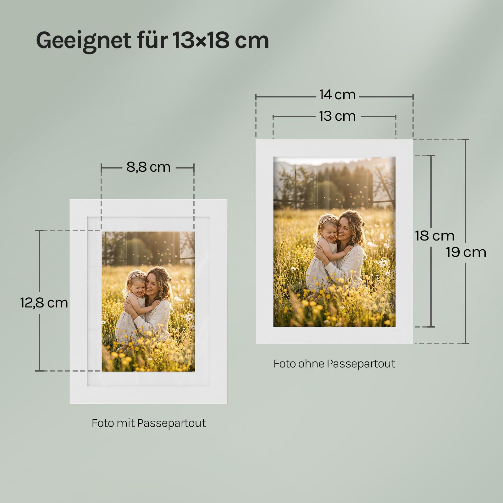 WOLTU Bilderrahmen 13x18, 10er set, MDF-Holz Fotorahmen mit Passepartout – Ansicht 3