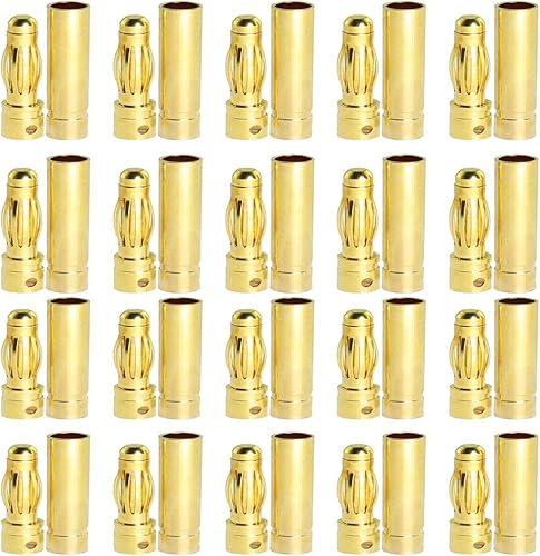 Yiqigou 20 pares chapados en oro de 0.157 in 0.157 in macho hembra Banana Plug Bullet adaptador para RC Lipo Battery ESC Motors