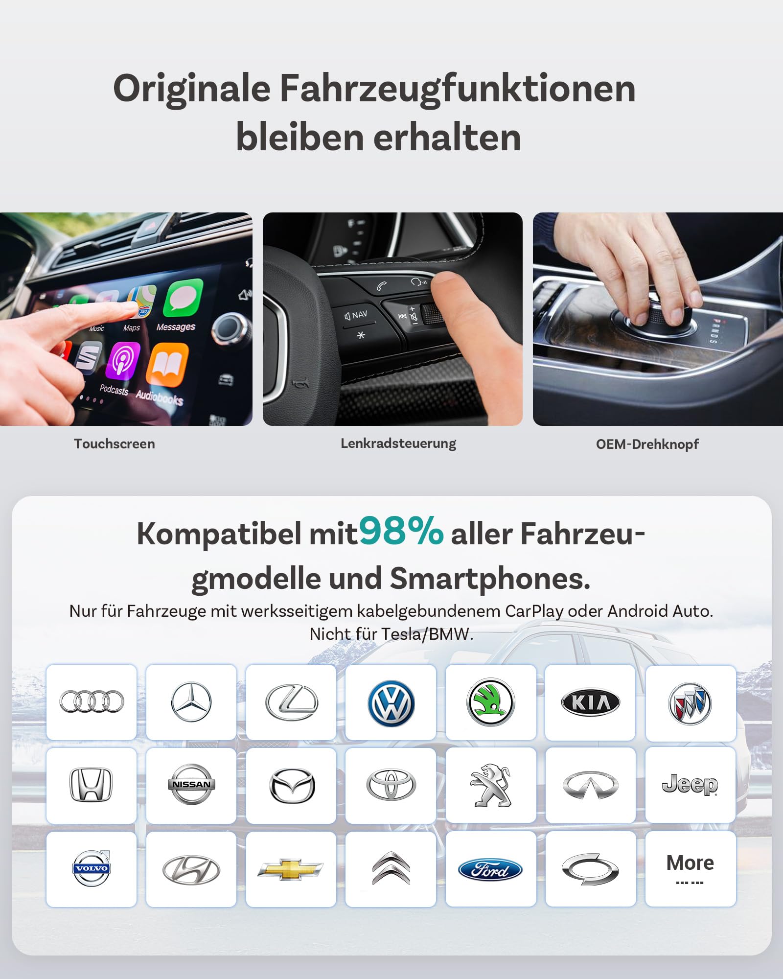OTTOCAST OttoAibox E2 2026 Android 13 Car AI Box – Wireless CarPlay & Android Auto Adapter, 3-in-1 Smart System, CloudSIM 3.0, Dual WiFi, Split Screen, Plug & Play Car Multimedia Upgrade