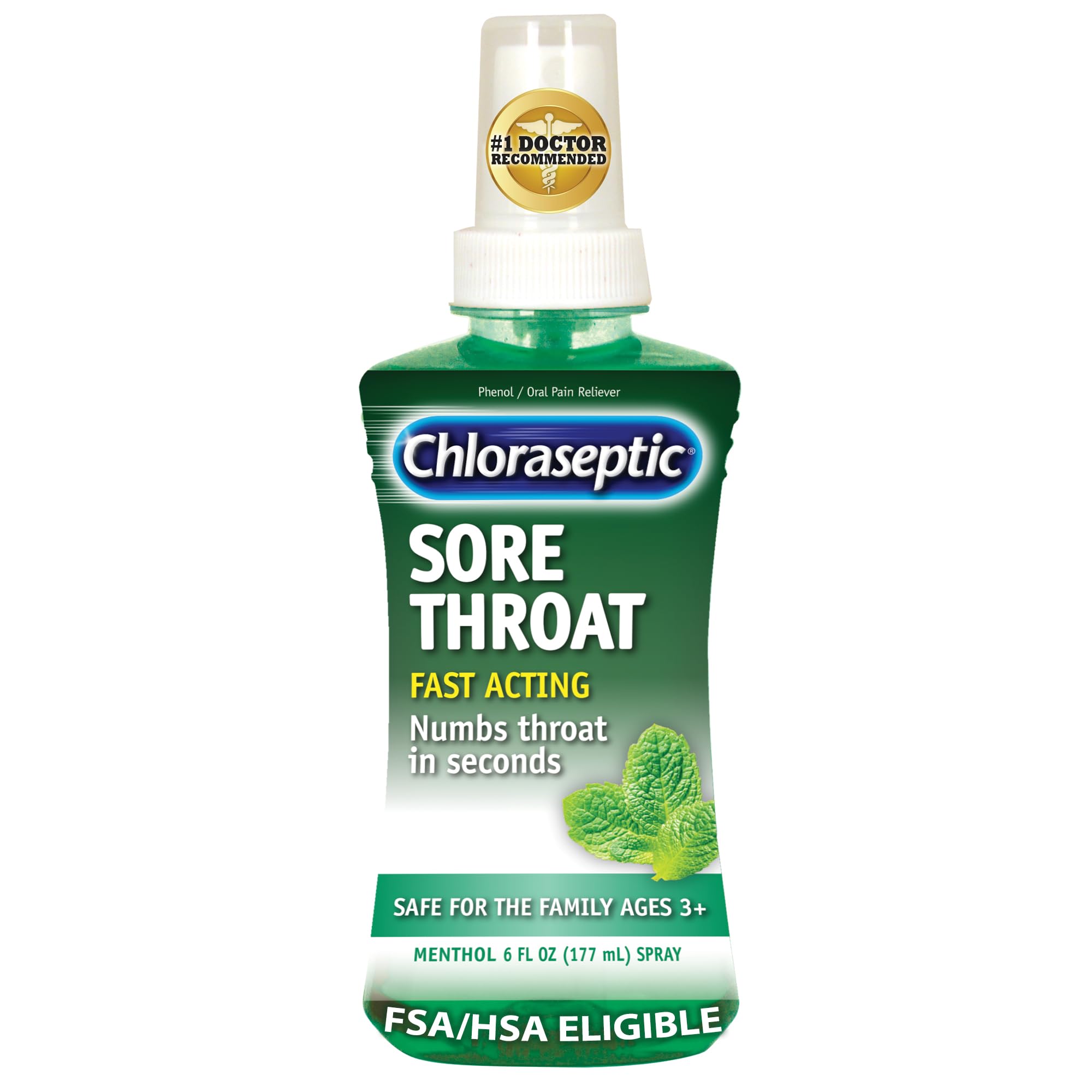 Chloraseptic Sore Throat Spray, Sugar Menthol Flavor, 6 Fl Oz