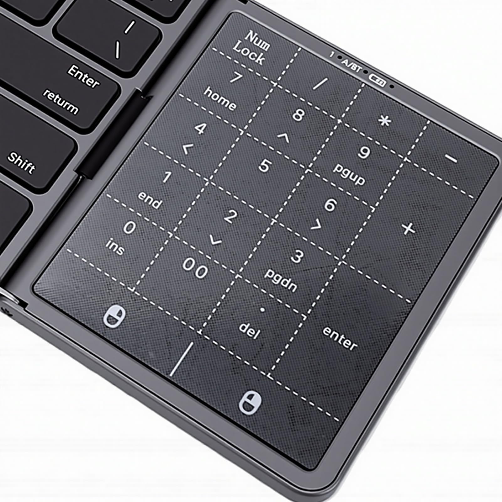 VBESTLIFE Tastiera Bluetooth Pieghevole, Tastiera Wireless Portatile Ricaricabile con Trackpad Multitouch e Tastierino Numerico, per Smartphone, Tablet, Laptop