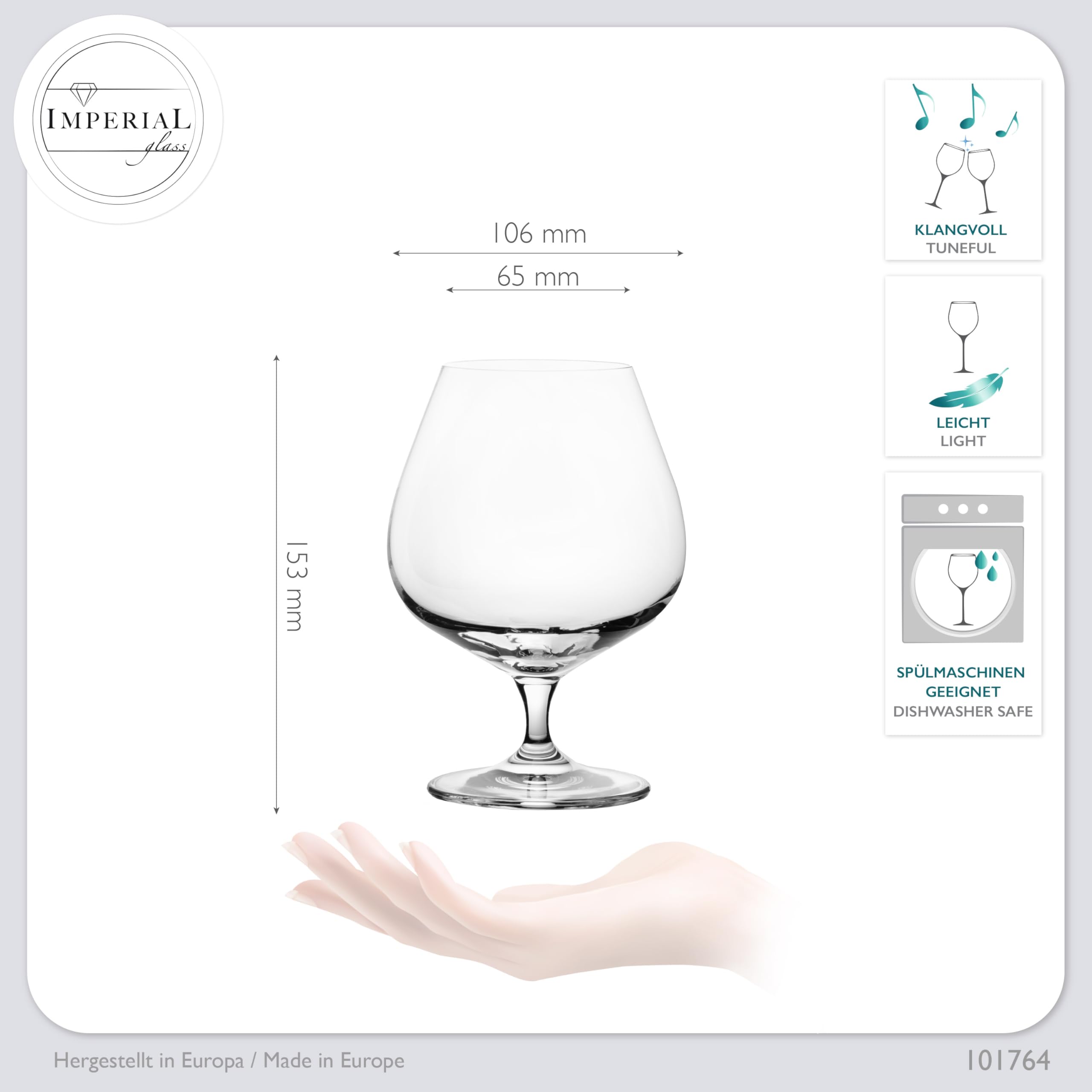 Cognacgläser 550ml Volumen 6er Set große Cognac Schwenker aus Crystalline Glas bauchige Gläser spülmaschinenfest