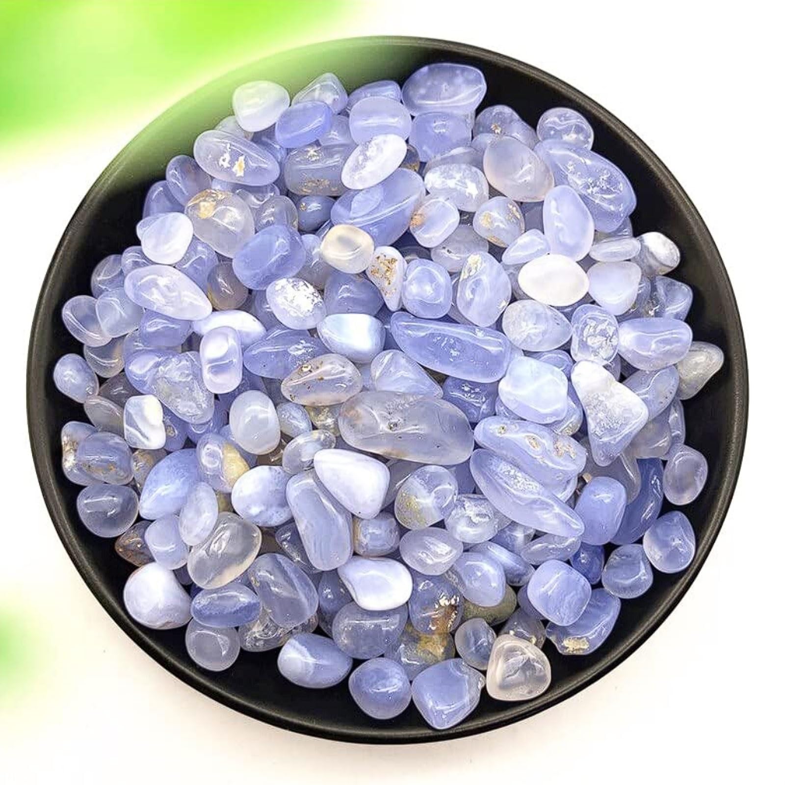 Pépites d'Agate Bleue Naturelle DIY Cristal Pierre pour Aquarium Décoration Paysagement Ornement Plante en Pot 500g 3-12mm(7-9mm (500g))