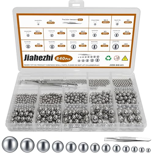 840 Pcs Stainless Steel Bearing Balls, Metric Precision Bike Ball Bearings, Assorted Loose Bicycle Bearing Balls, 2/2.5/3/3.5/4/4.5/5/5.5/6/7/8/9/10mm