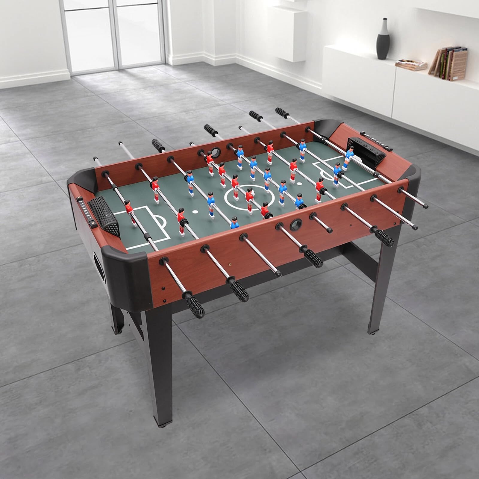 Table de baby-foot avec 8 barres de jeu, table de baby-foot autoportante en acier et matériaux MDF, peu encombrant, pour divertissement familial, chambre d'enfant, salle de jeux, bureau, salle de