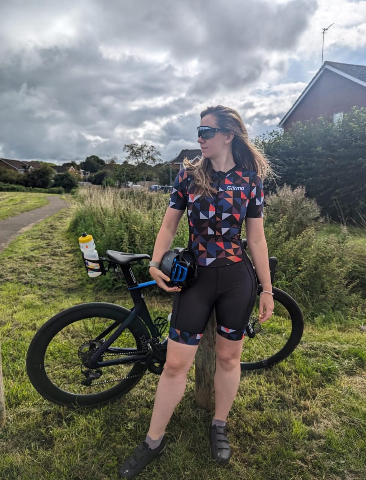 Ladies Cycling Skinsuit Women Padded One Piece Trisuit Bike Top Short Sublimated Design bib Short