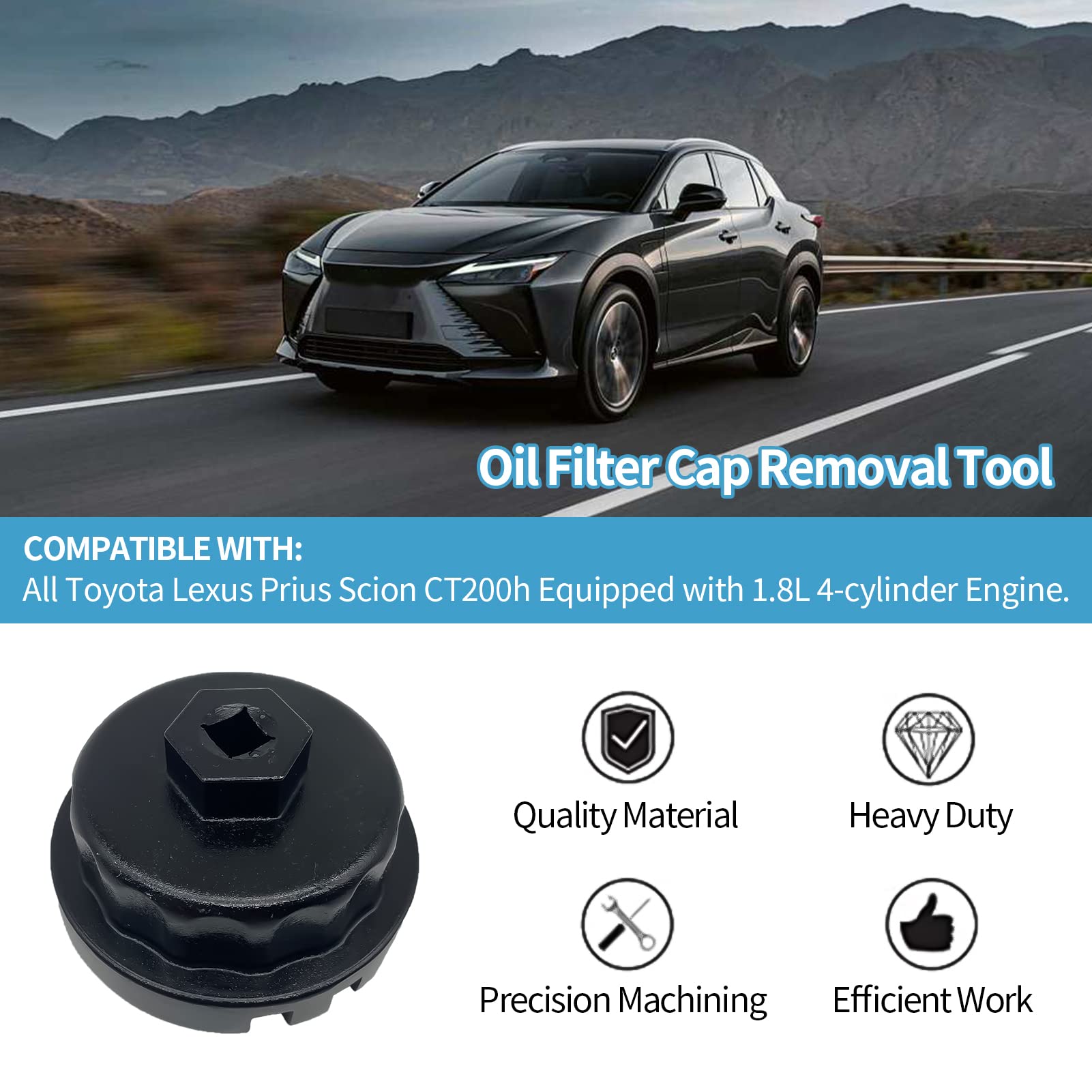Lo strumento chiave per filtro olio con tappo dentellato 3+1 è adatto per alcuni modelli Toyota e Lexus, come Toyota GS300 IS serie di parti, Lexus RX350, LS, GS serie di parti