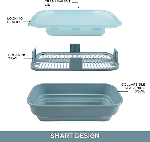 Miniatura 7 de COOK WITH COLOR Recipiente plegable para rebozar sin ensuciar, ideal para pescado frito, pollo frito, aros de cebolla, alas y más