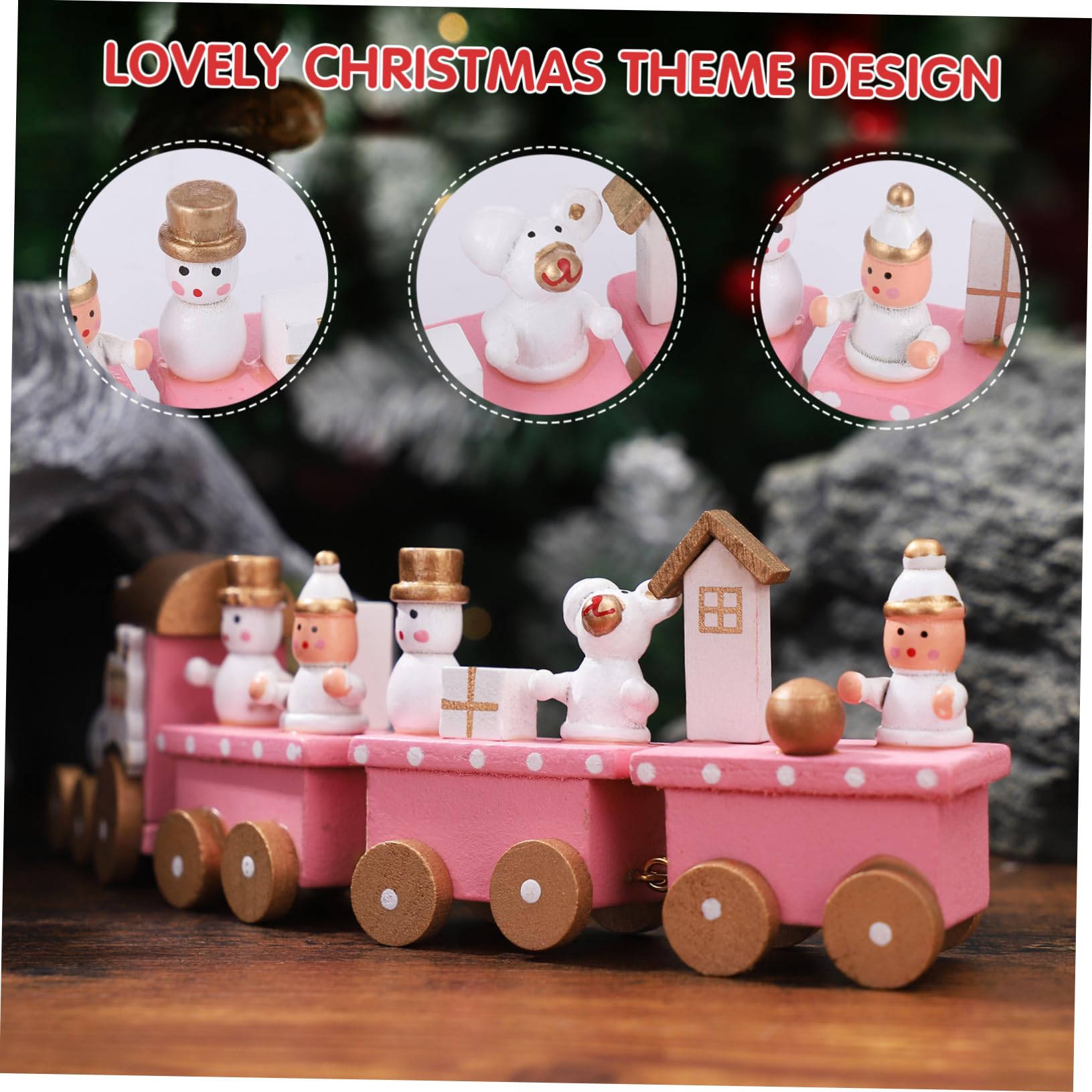 Amazon | STOBOK 木製クリスマストレインおもちゃ ミニ木製列車 ピンク