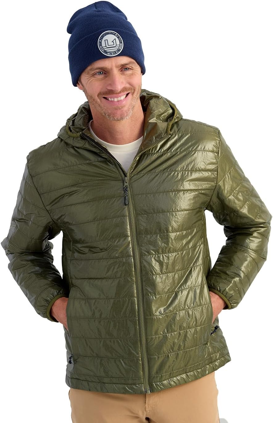 HUK Men's Gulf Stream Insulated Hoodie, Mens Lightweight, Water Resistant Fishing Jacket, Thermal Insulation