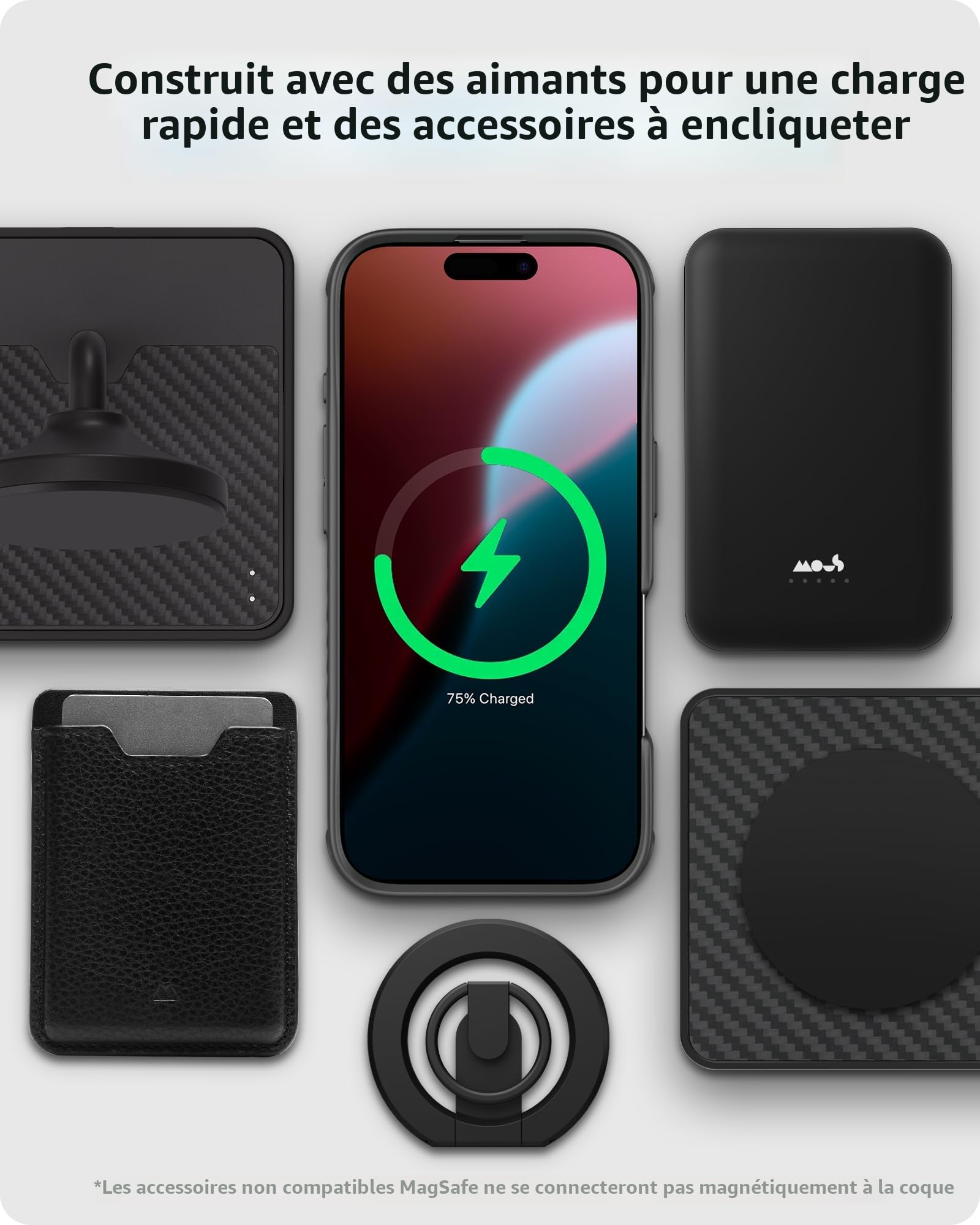 Mous pour iPhone 16 Pro Coque Compatible avec MagSafe - Limitless Fibre de Carbone - Antichoc