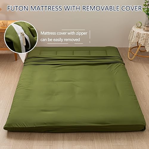 Miniatura 5 de MAXYOYO Colchón japonés de suelo tipo futón, colchón de cama Queen, colchón enrollable, colchoneta para dormir para adultos, colchón plegable a