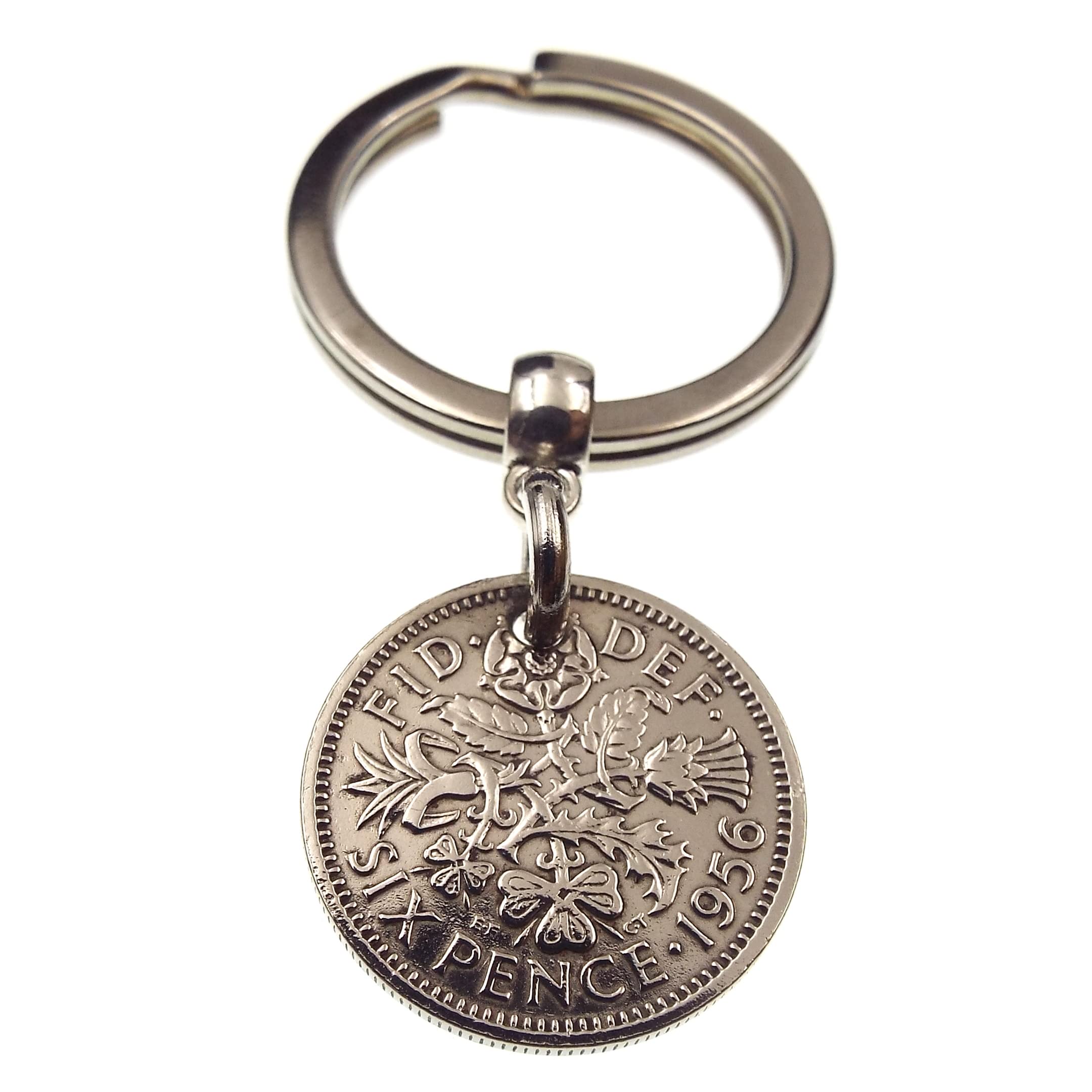A Silver Dream 1956 Sixpence Coin Keyring