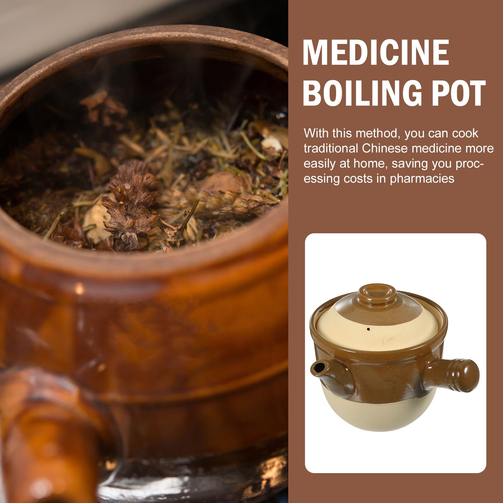 Olla de Cocina de Barro de Cerámica 2l para Hervir Medicina Tradicional Resistente a Alta Temperatura Adecuado para Preparar Sopas