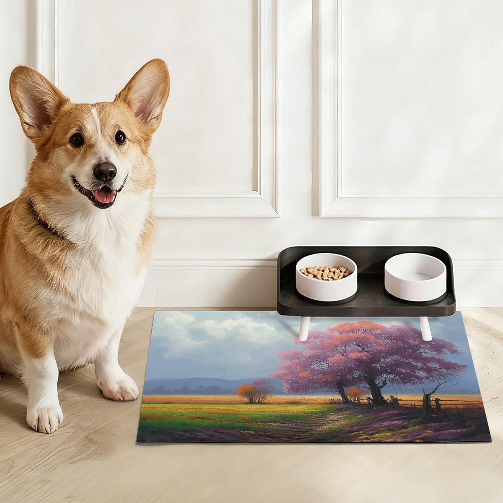 Tapis de nourriture pour chat - Tapis d'alimentation antidérapant pour chien - Facile à nettoyer pour la nourriture et l'eau - Fournitures pour chien et chat - 43,2 x 76,2 cm