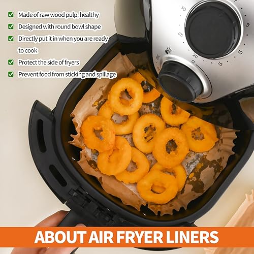 Miniatura 7 de Forros de papel para freidora de aire de 6.3 pulgadas, 150 piezas de papel pergamino antiadherente, resistente al aceite, desechable, de grado