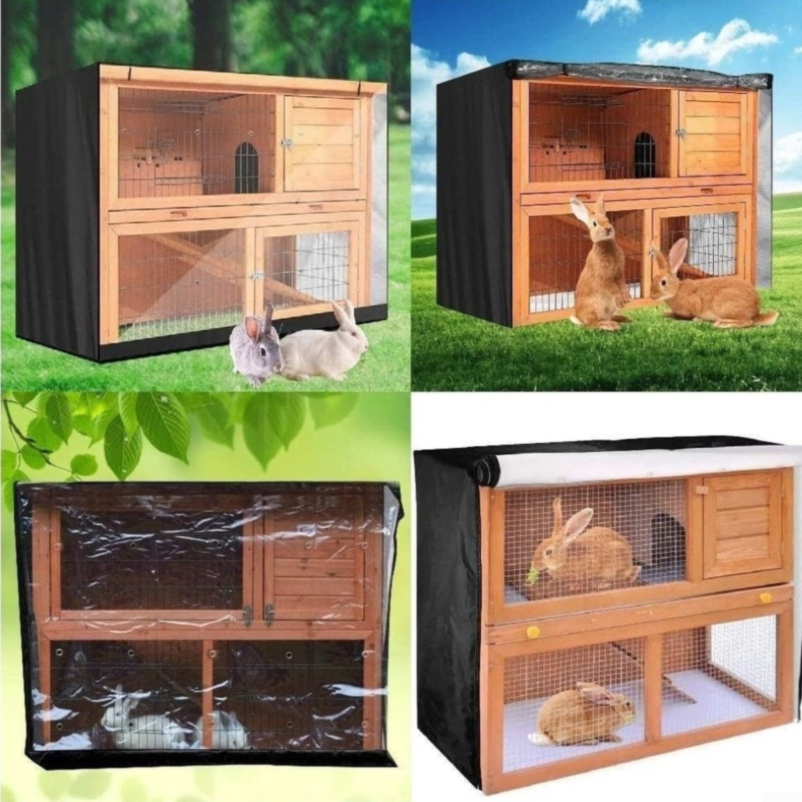 Wasserdichte Abdeckung für Kaninchenstall, 122 x 50 x 105 cm, mit Sichtfenster, staubdichter Schutz für kleine Tiere (grau)