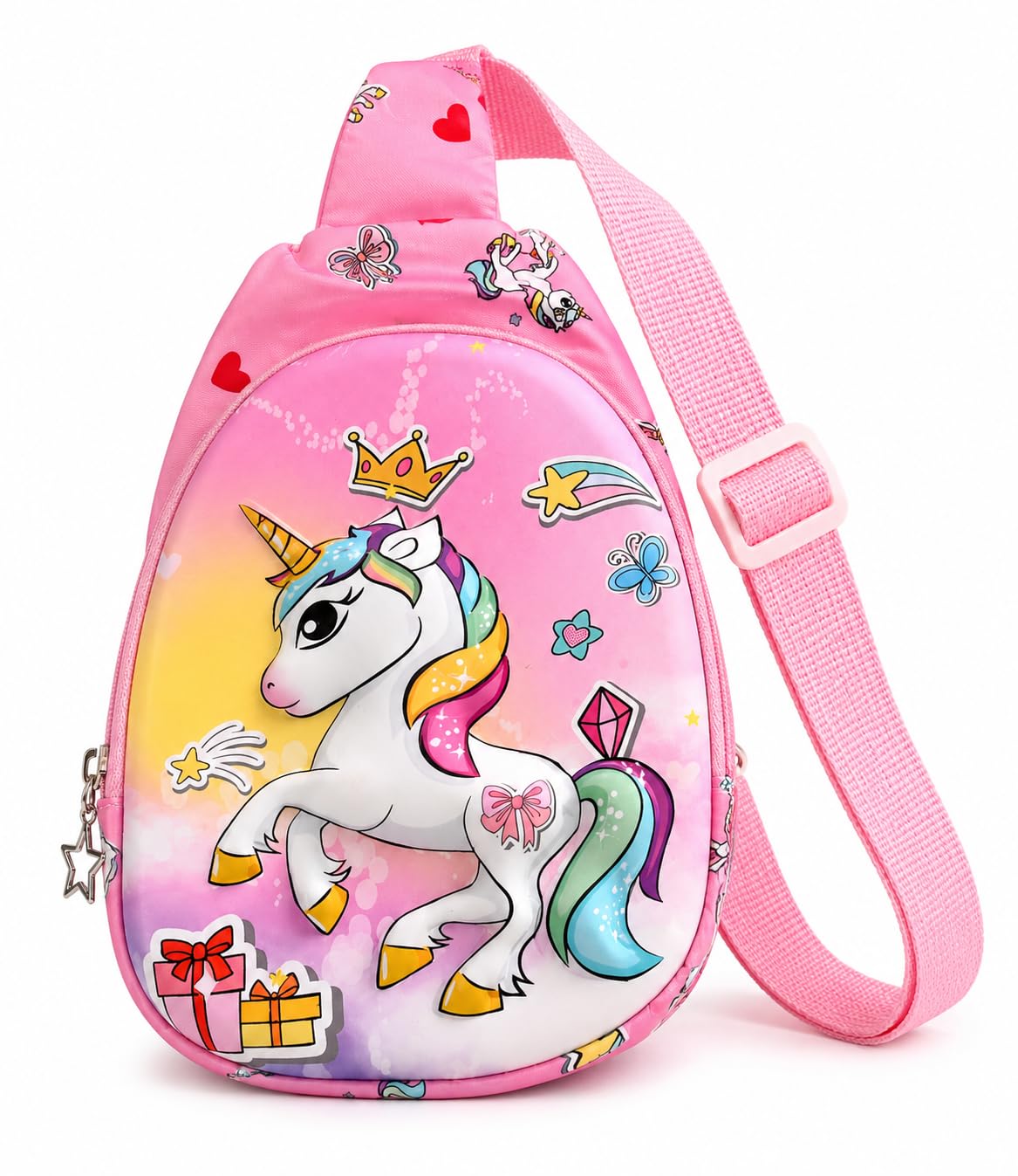 Inaayasa Cute Kids Sling Bag for Girls | Cartoon Printed Crossbody Shoulder Chest Bag | Lightweight Travel Bag for Kids | Birthday Gift, Rakhi Gift, Return Gift | Pink-image-14