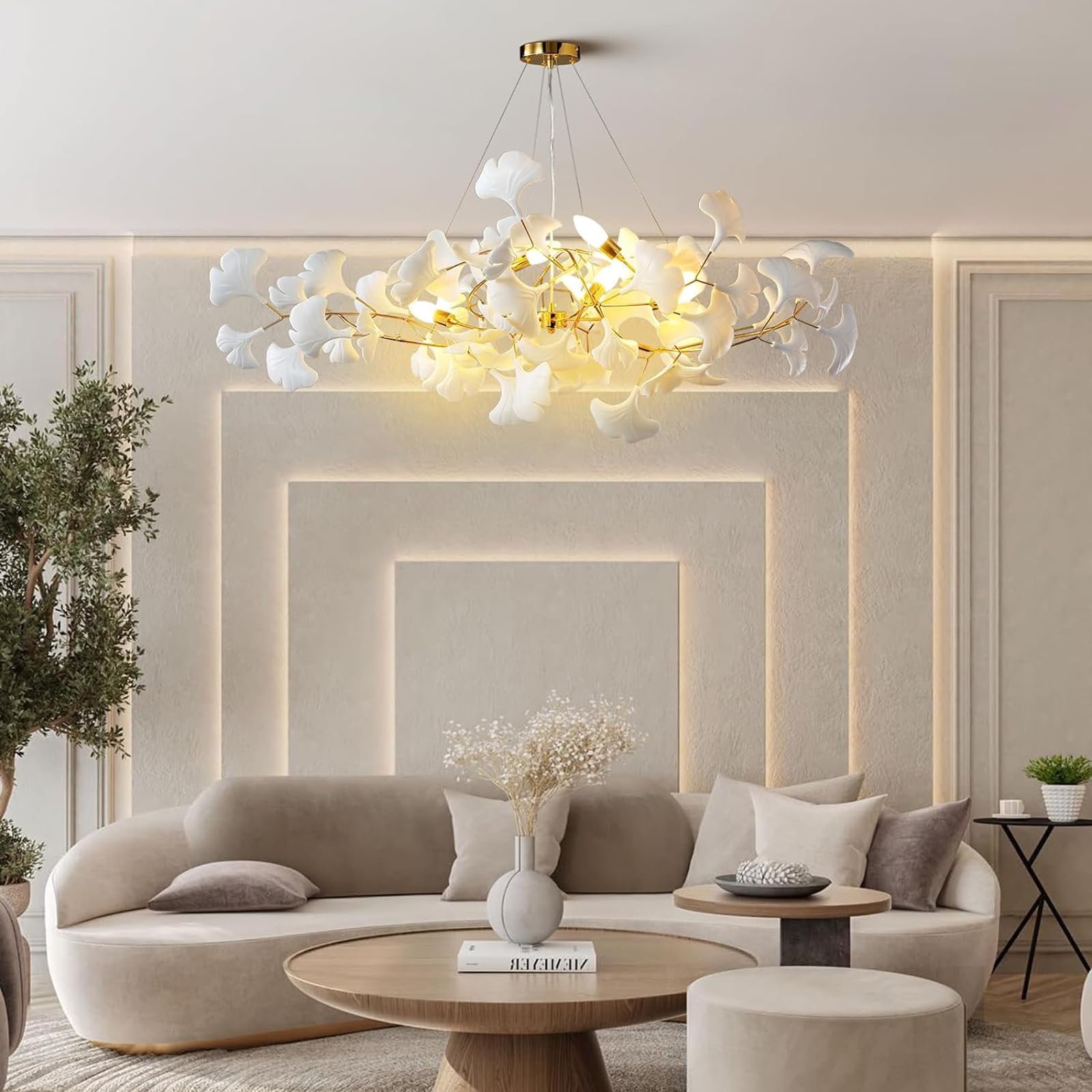 chandelierデスク Apkaf Rectangular Branch Chandeliers,Ginkgo Leaf Chandelier for