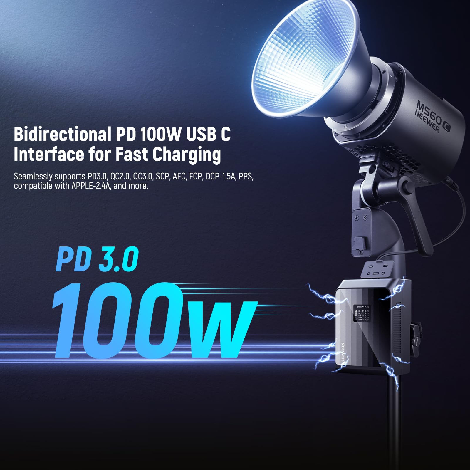 NEEWER Mini Batteria V Mount PS099EP, 6800mAh 99Wh 14.5V Batteria V Lock con Ricarica Rapida 100W PD, 2 USB C/D Tap/BP/USB A/2 Porte DC/Schermo OLED, Compatibile con Videocamera BMPCC 4k 6k