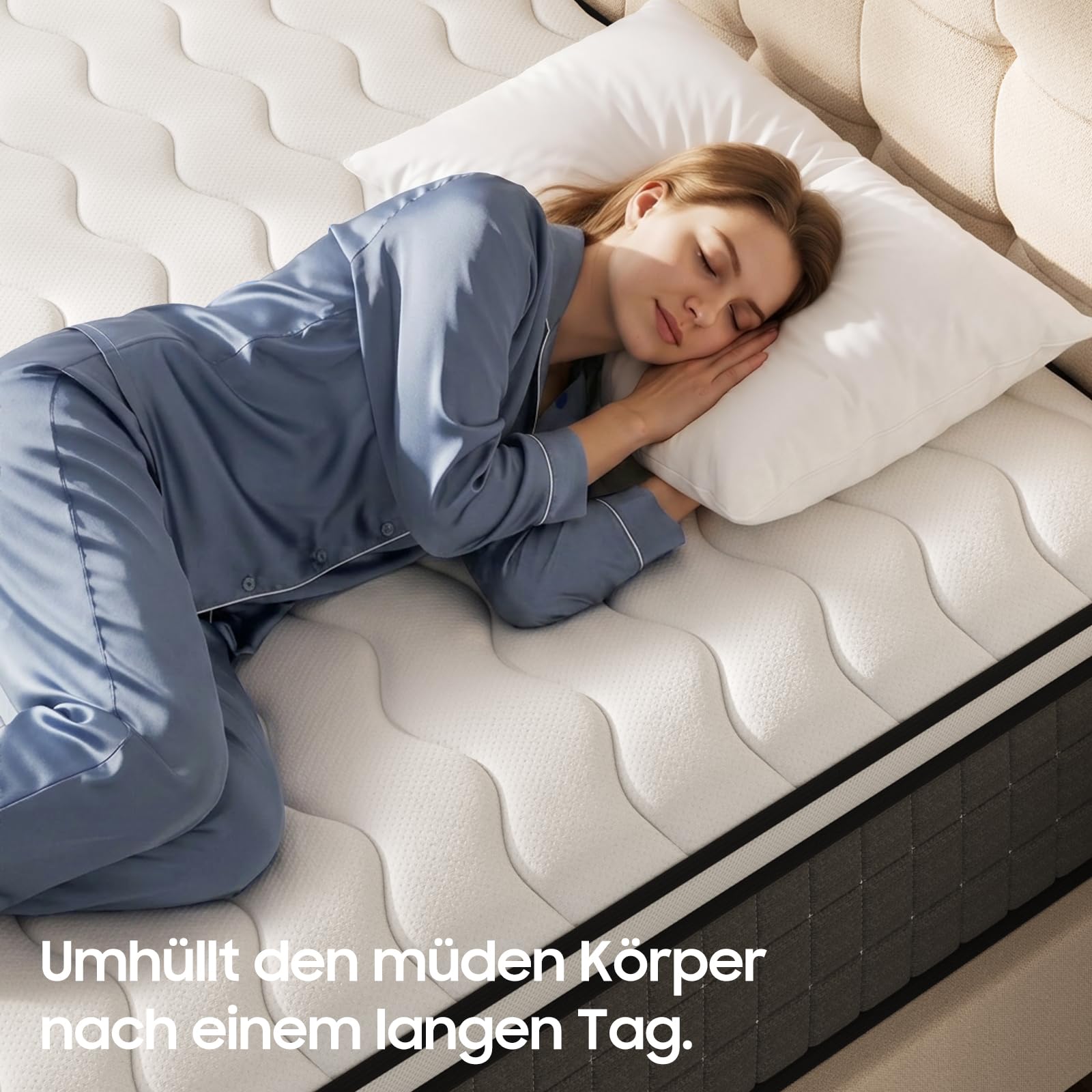 BedStory Taschenfederkernmatratze 180x200 cm, H3/H4 Härtegrad, 20 cm, Oeko-TEX, Dunkelgrau
