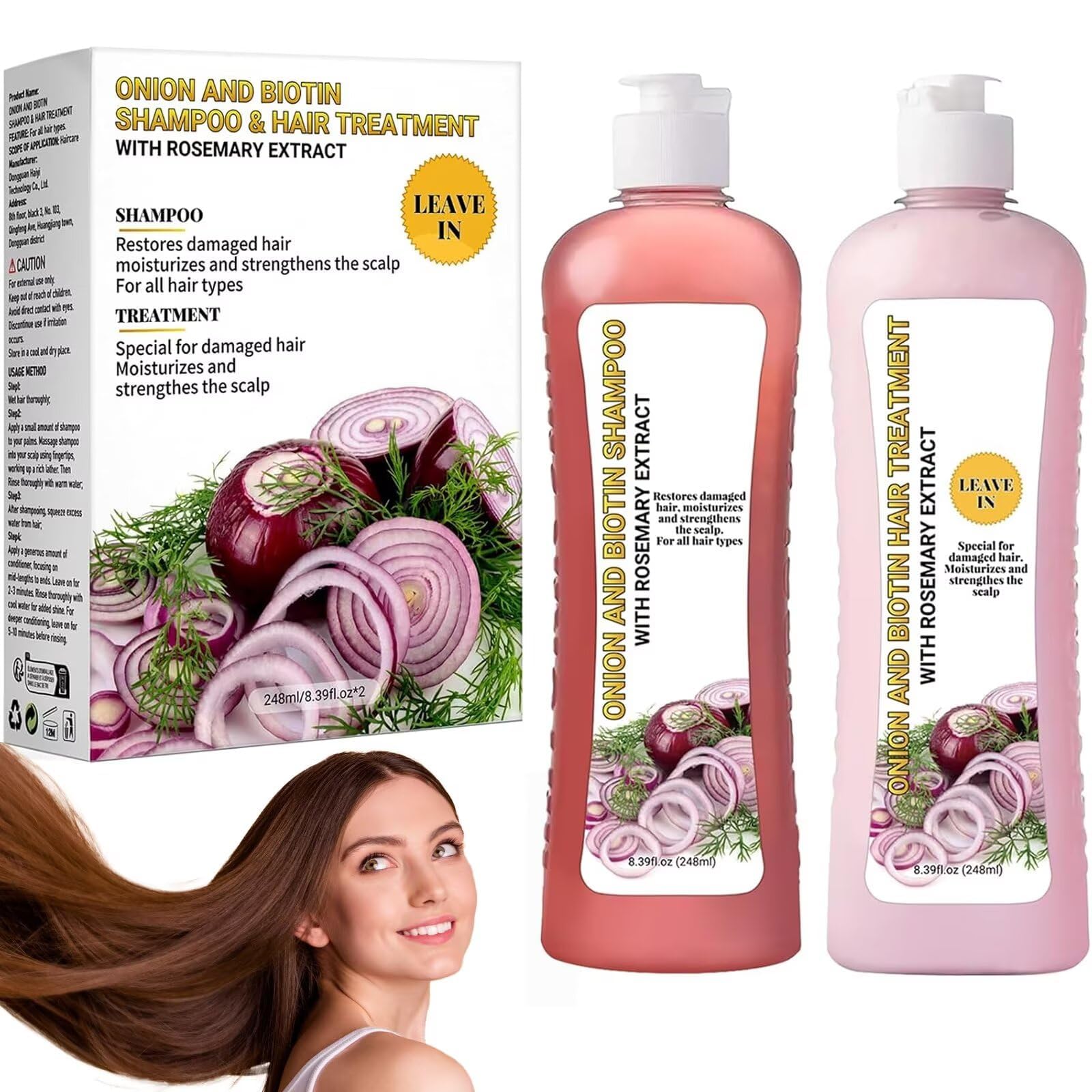Onion Biotin and Rosemary Shampoo, Onion Rosemary Shampoo for Soft Hair & Shine for Hair Regrowth, Hair Loss and Thinning Hair