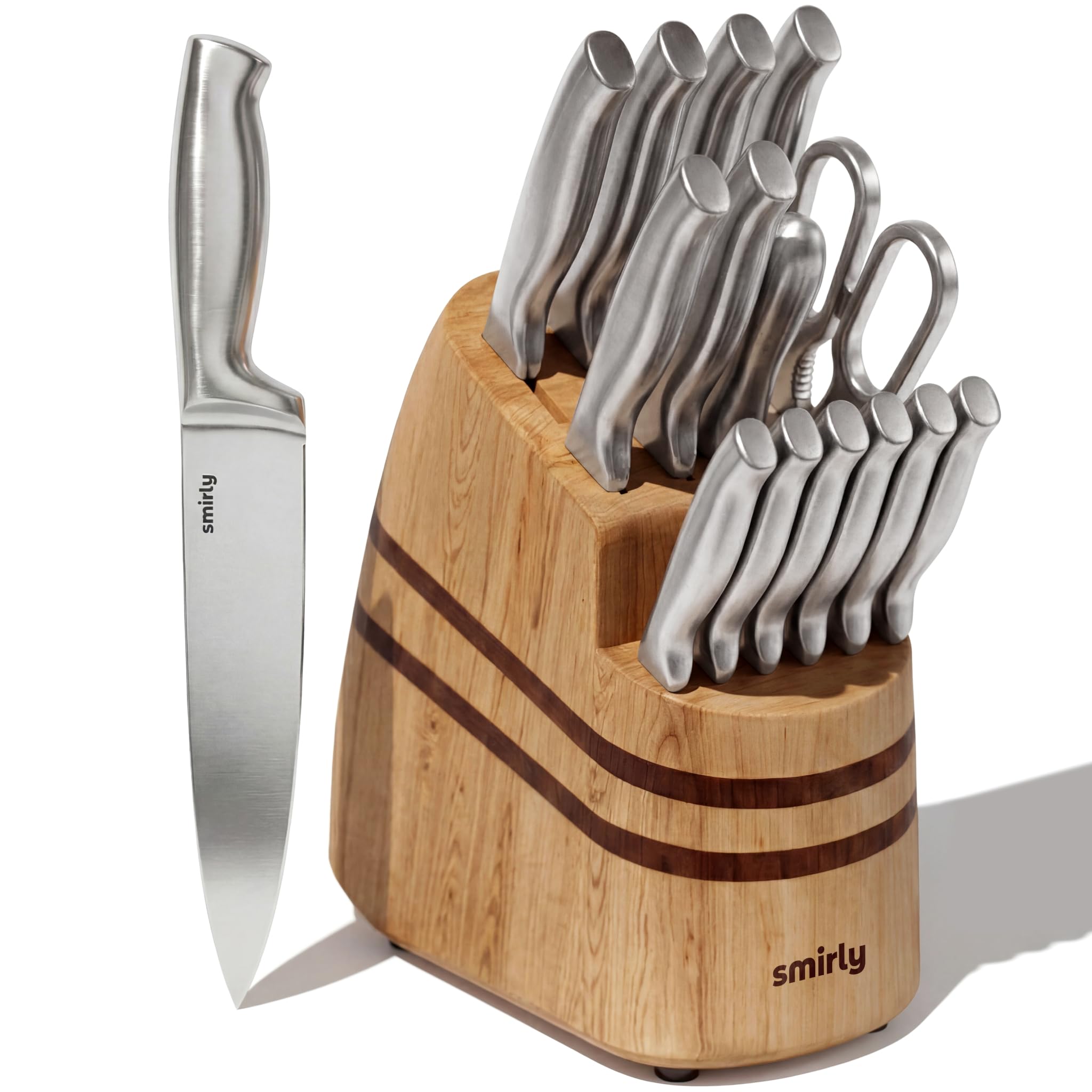 SMIRLY 15-Piece Knife Set with Block