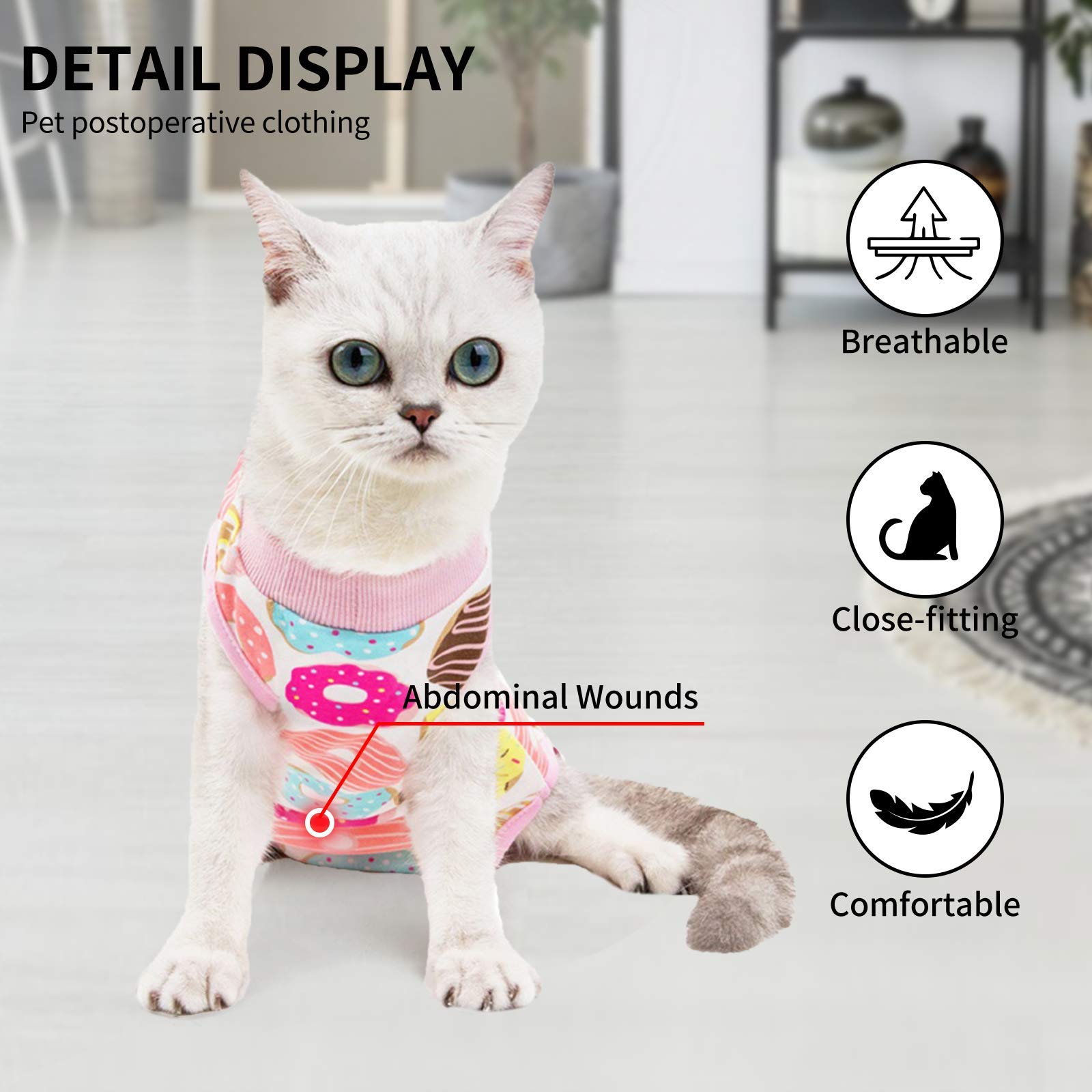 Cat Professional Surgical Recovery Suit,E-Collar Alternative for Cats Dogs,After Surgery Wear - Image 3
