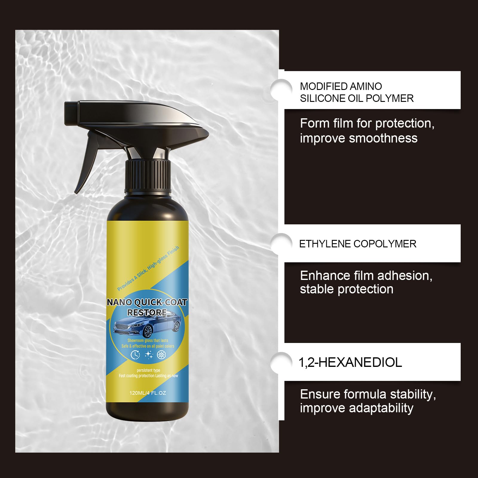 Car Nano Quick-Coat Restore-Coating Spray, Advanced Automobile Quick-Acting Coating Agent,Quick Effect Coding Agent Car Coatings Spray,Dust Proof And Glazing Effects Long-Lasting,Daily Maintenance (1) - 5