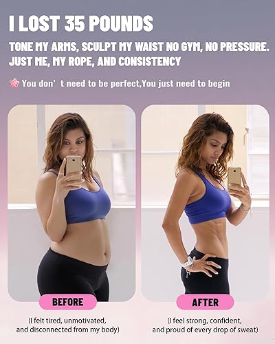 Miniatura 3 de nonogo Cuerda de saltar con peso de 1 libra para mujer, cuerda de saltar ajustable de PVC pesado de 0.394 pulgadas para fitness, ideal para