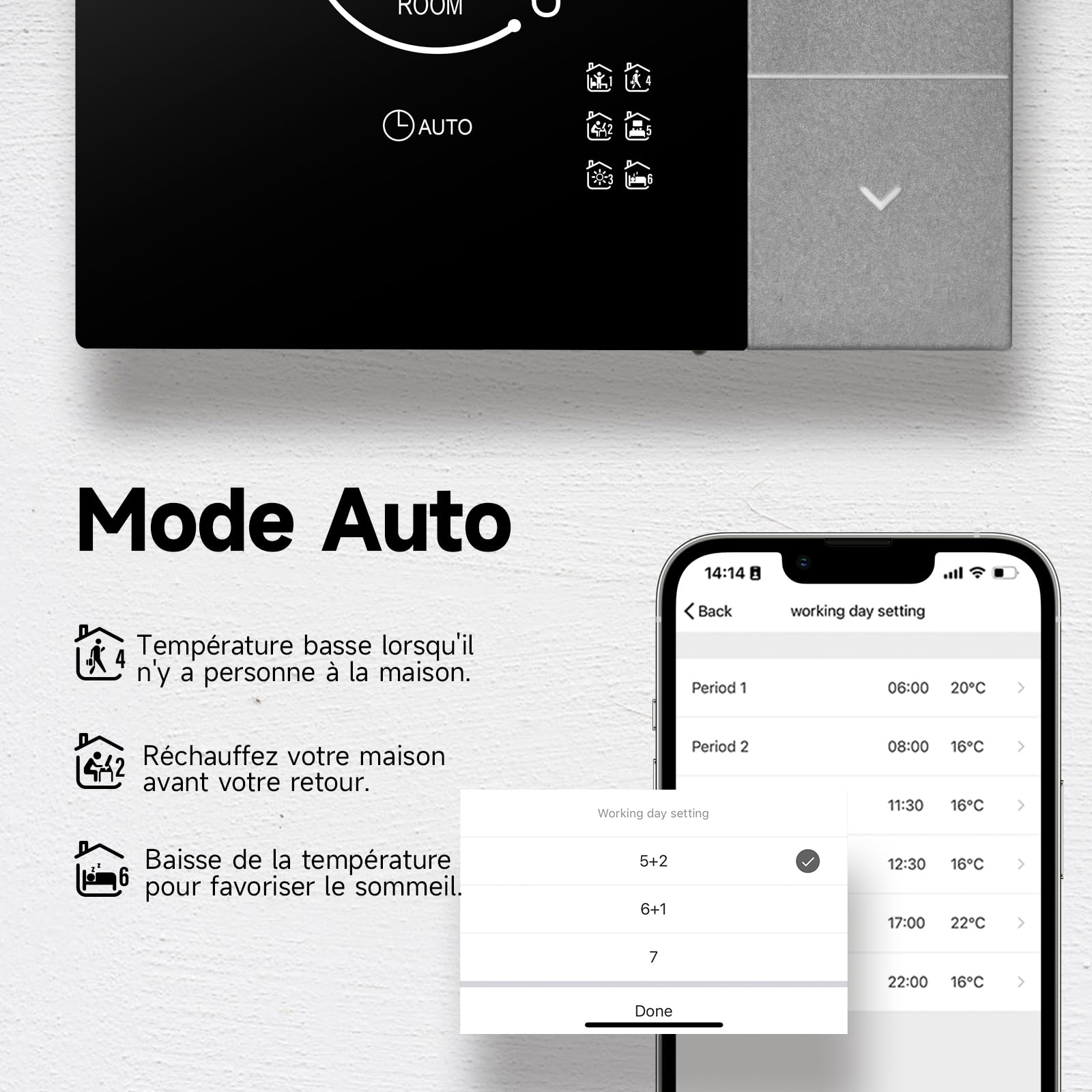 Beok Contrôleur de Température Smart Thermostat WiFi 3A Commande à Distance pour Le Chauffage de Chaudière à Gaz Tuya Smart Life Compatible avec Google Assistant et Alexa Commande Vocale