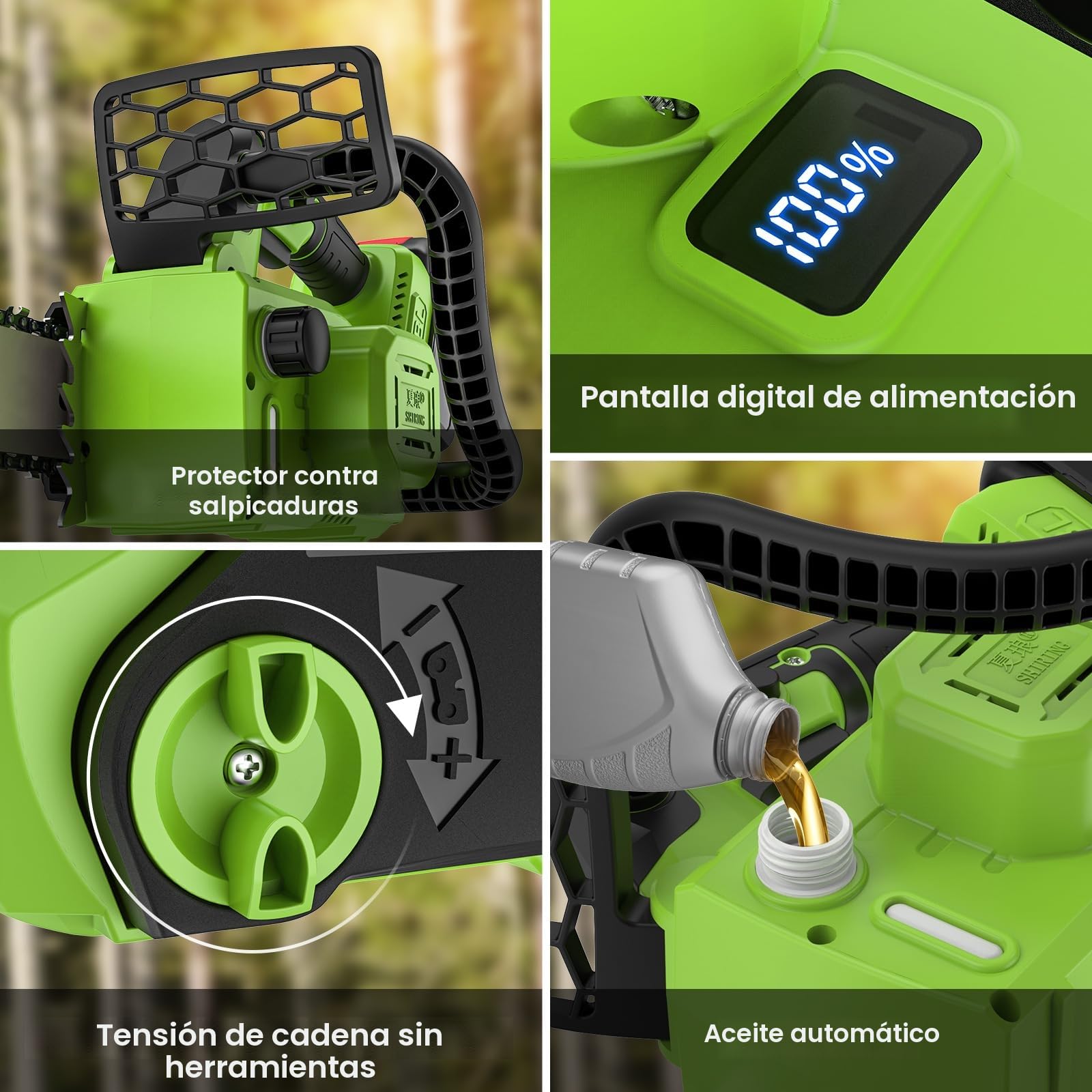 IERAKOR Motosierra a Batería 40cm, Sierra Eléctrica Brushless 2200W | Pantalla LCD Inteligente, 2 Baterías 4.0Ah, Lubricación Automática, Tensado Sin Herramientas, Ideal Para Tala De Madera