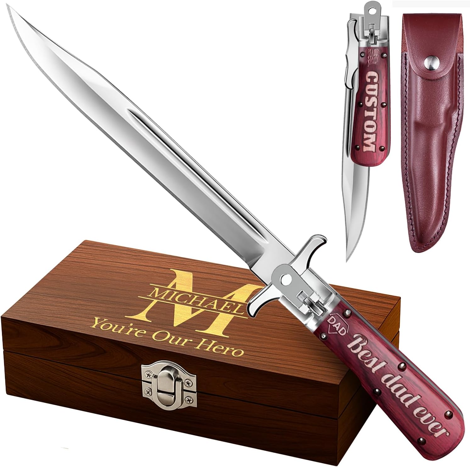 Grand Way Custom Knife for Men and Women - Personalized Idea Gifts - Engraved Gifts for Dad Husband Boyfriend Wife Girlfriend - Customized Unique Knives for Birthday Anniversary 12 KG PS