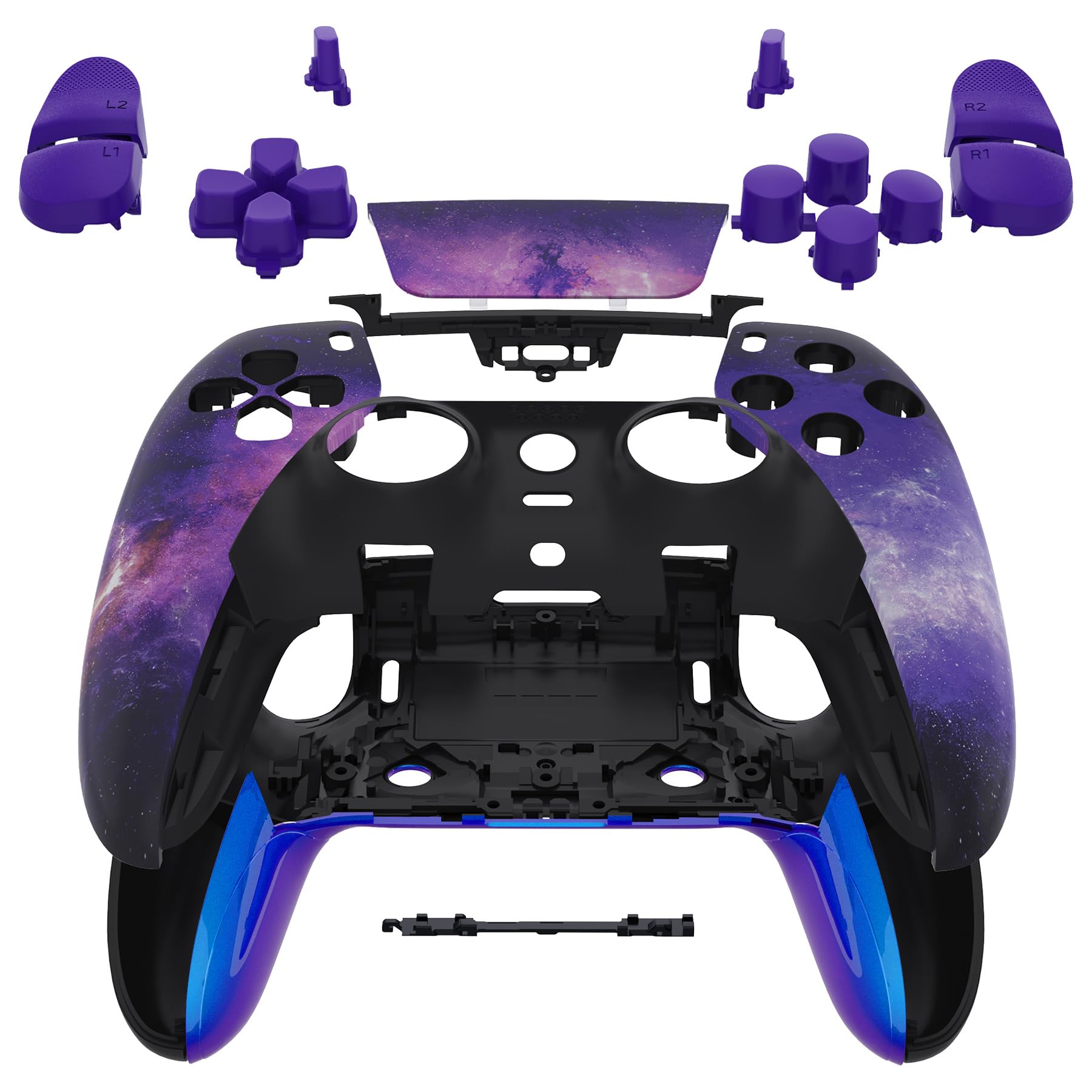 eXtremeRate Full Set Shell with Buttons Touchpad Cover Compatible with ps5 Edge Controller, Nebula Galaxy Replacement Decorative Trim Shell Front Back Plates Compatible with ps5 Edge Controller